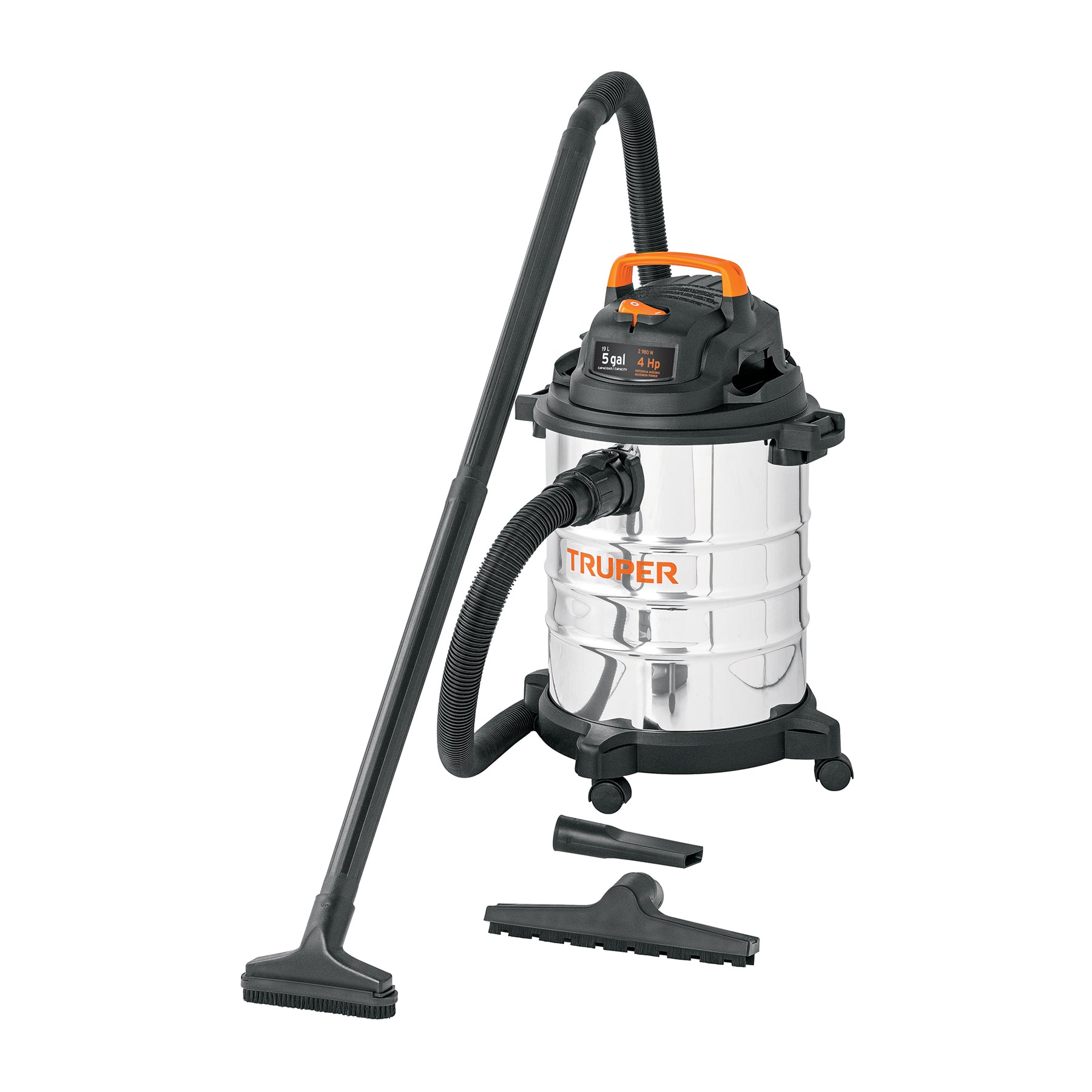 Aspiradora de sólidos y líquidos, 5 gal, acero inoxidable Truper