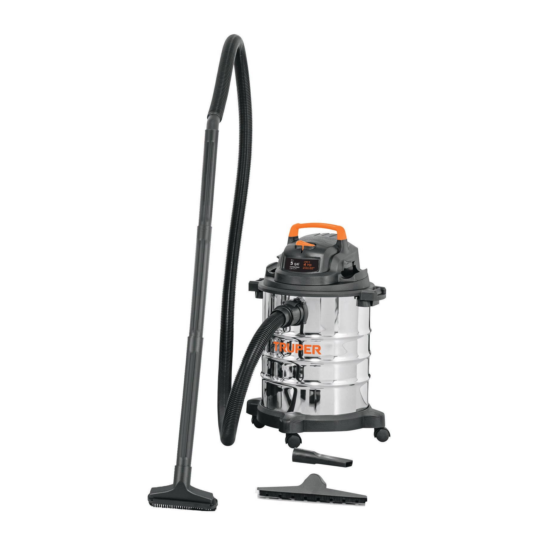 Aspiradora de sólidos y líquidos, 5 gal, acero inoxidable Truper