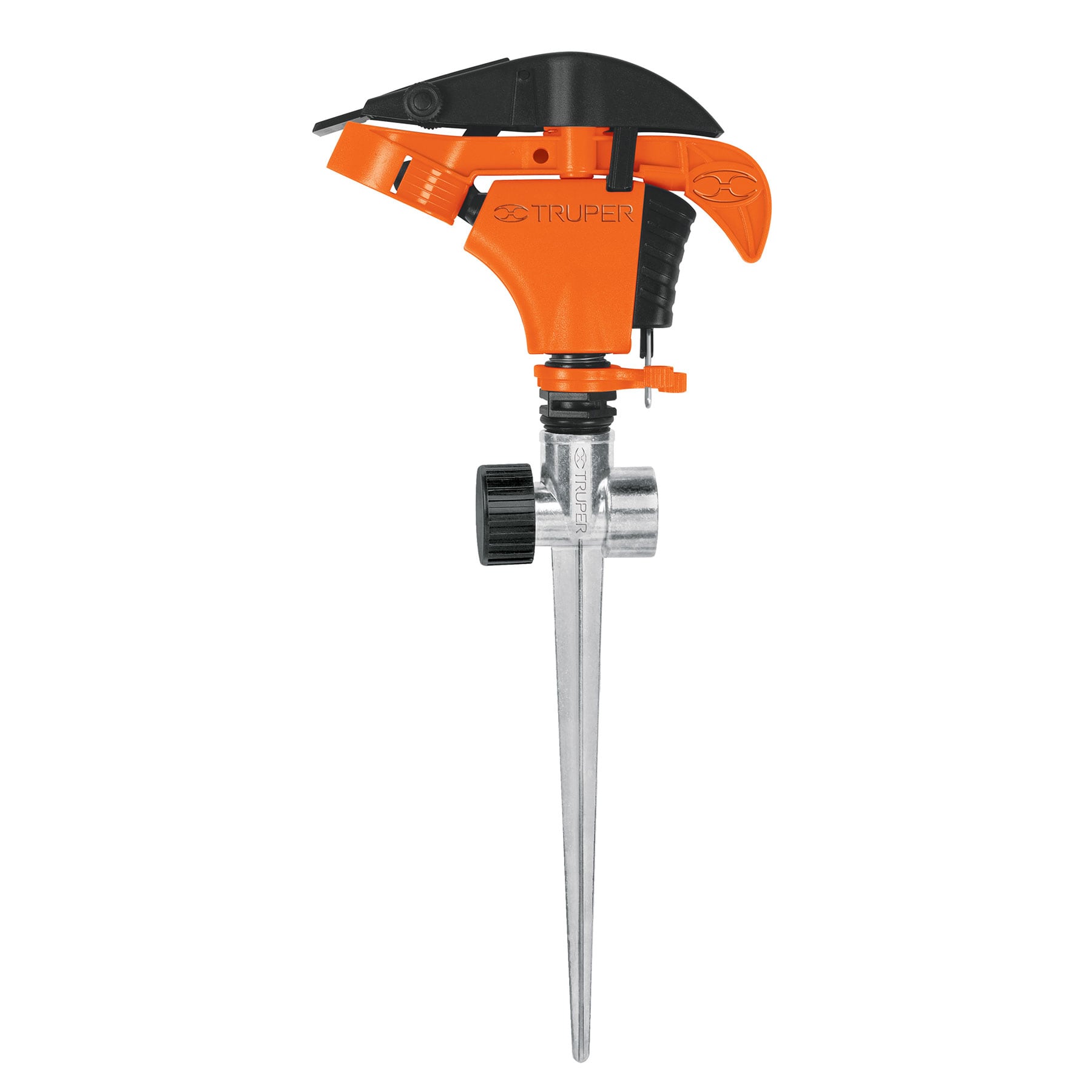 Aspersor plástico 11", dos vías, estaca metalica, Truper