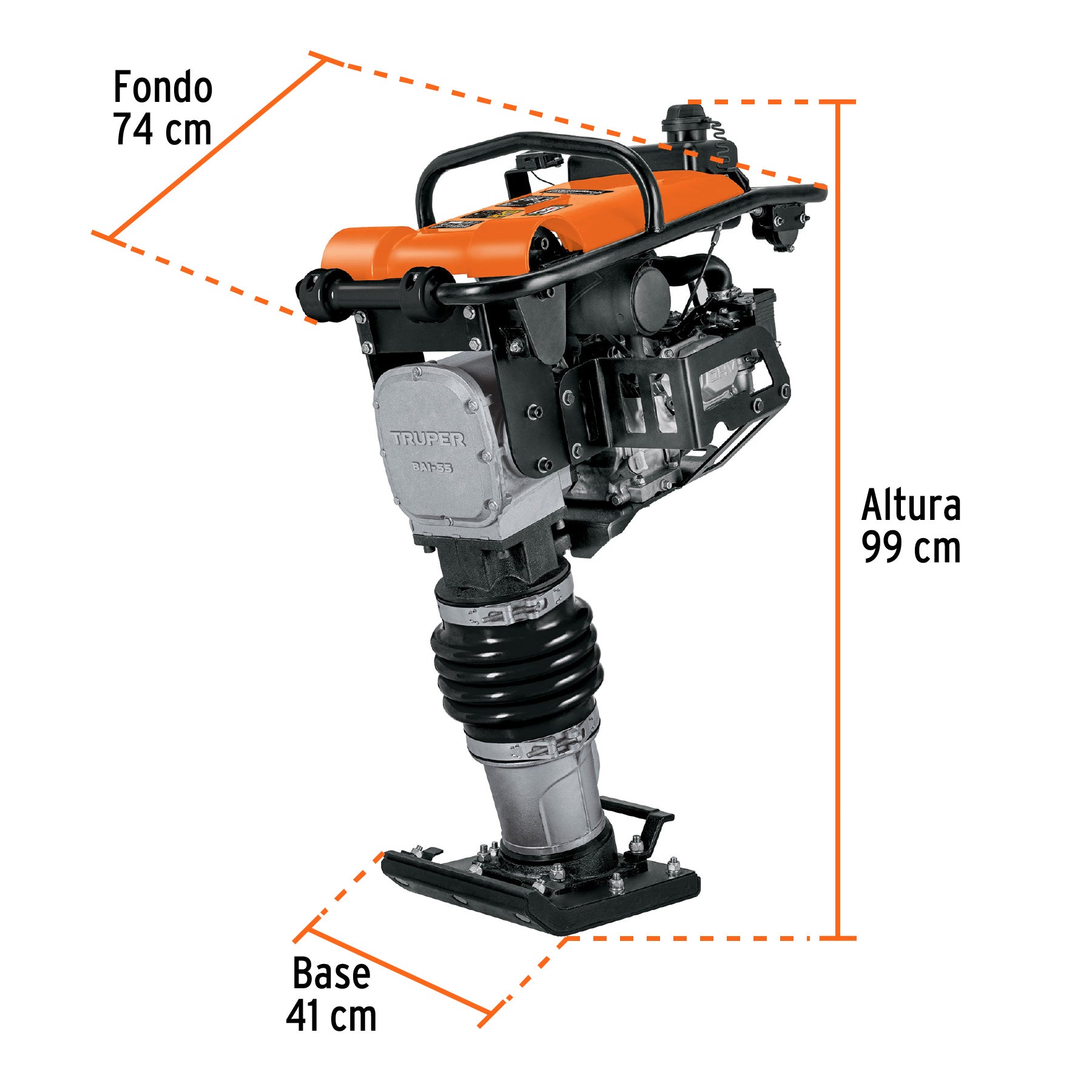 Bailarina compactadora 5.5 HP, motor Honda GX160, Truper