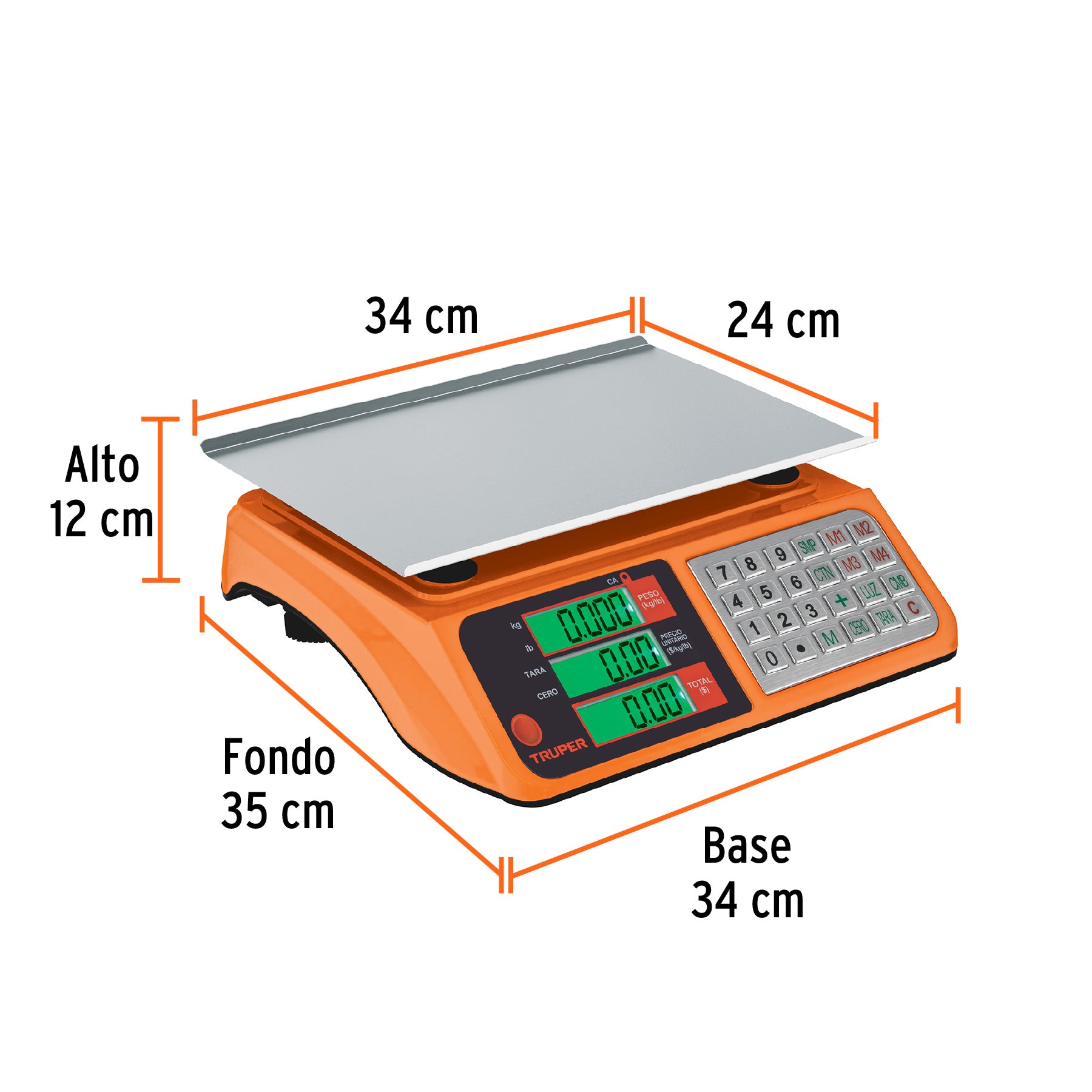 Báscula electrónica multifunciones 40 kg USB, Truper