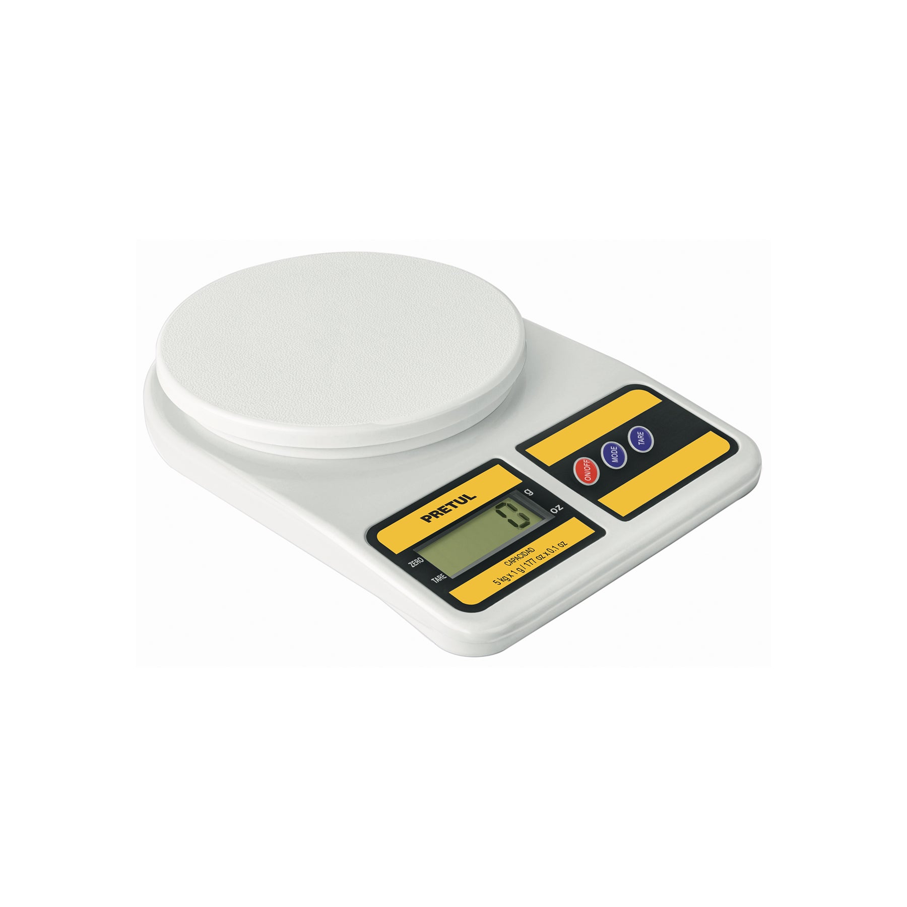 Báscula digital para cocina, plato de poliprop, 5 kg, Pretul