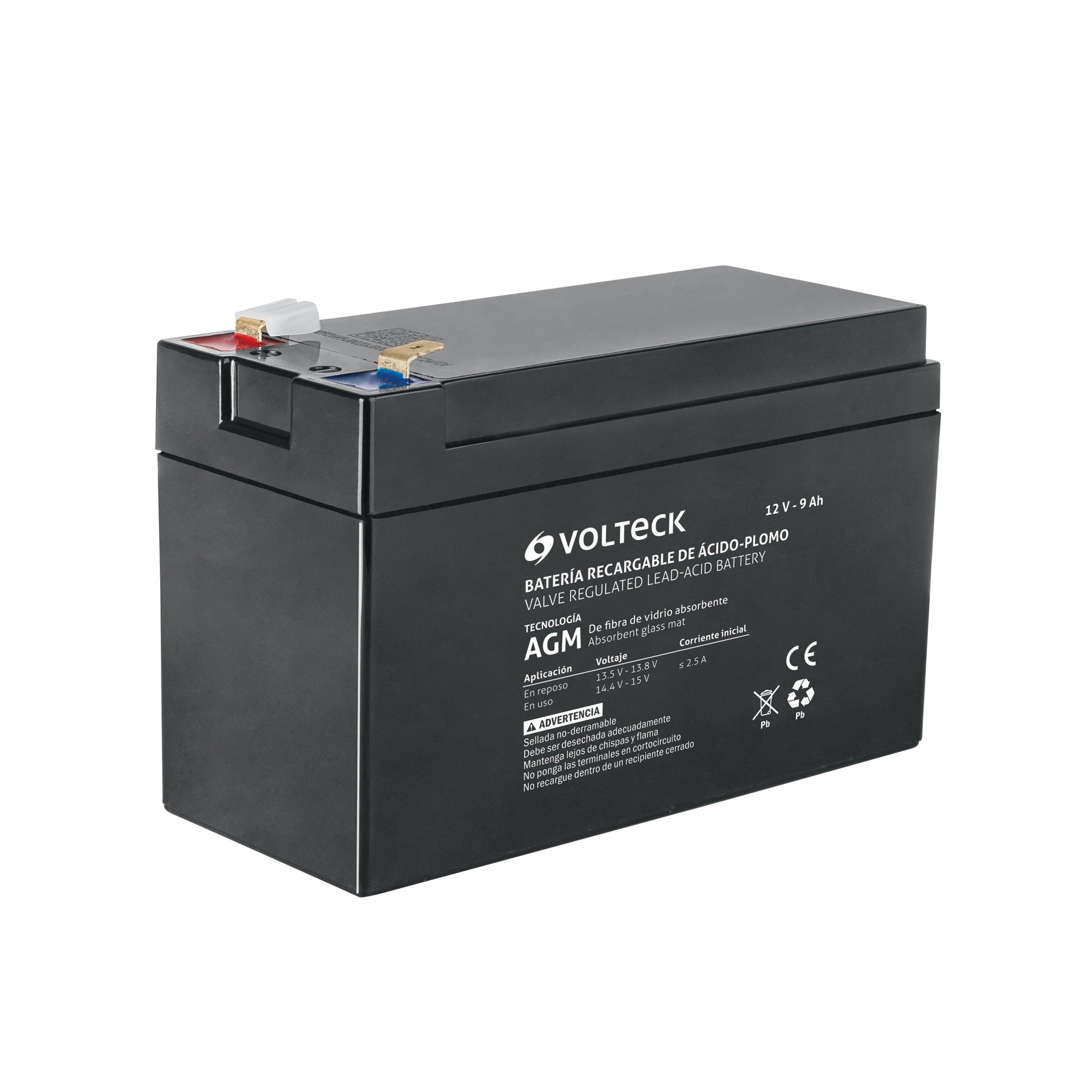 Batería sellada de ácido-plomo 12 Vcc 9 Ah, Volteck, BAT-1290, 45344