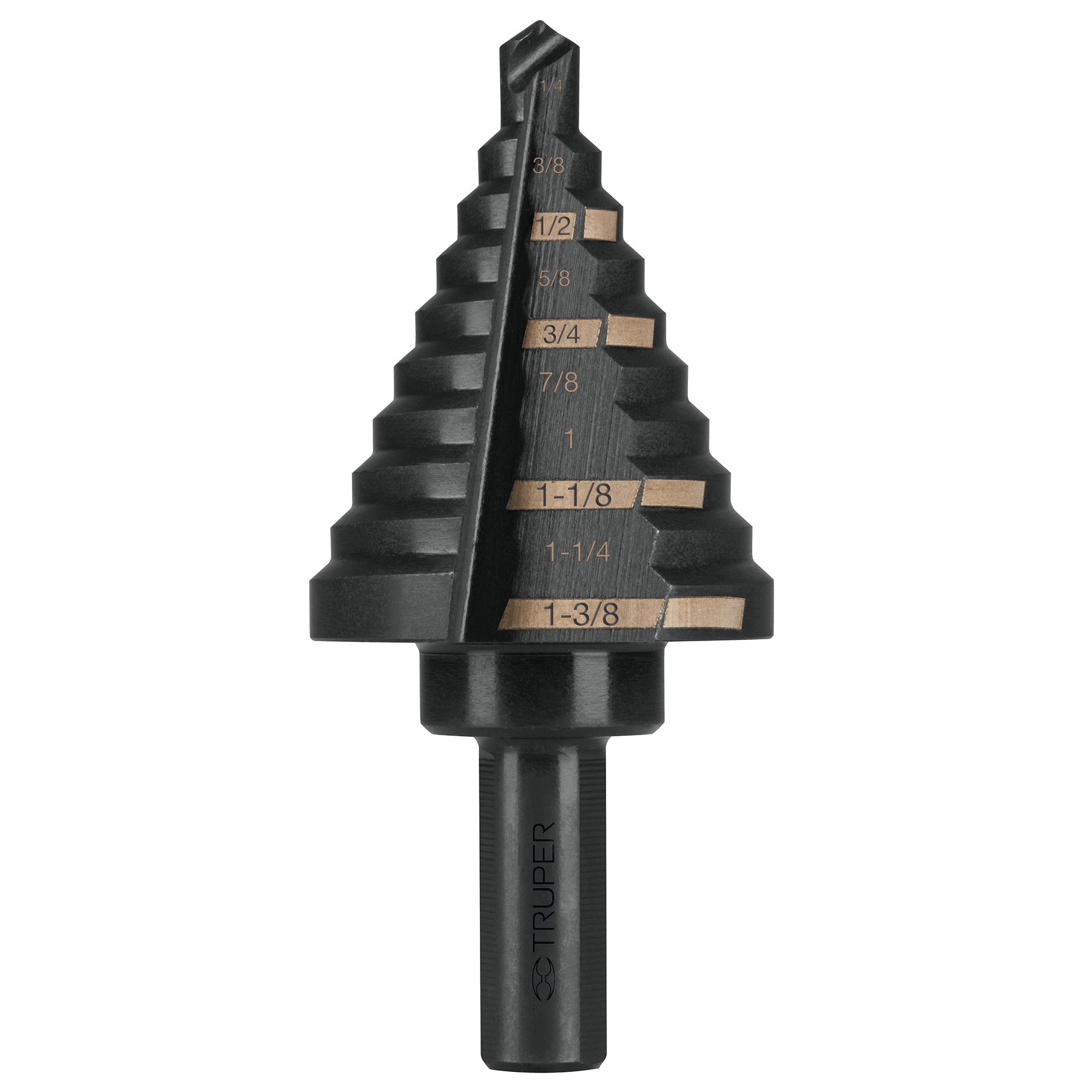 Broca escalonada óxido negro 10escalones 1/4 a 1-3/8",Truper