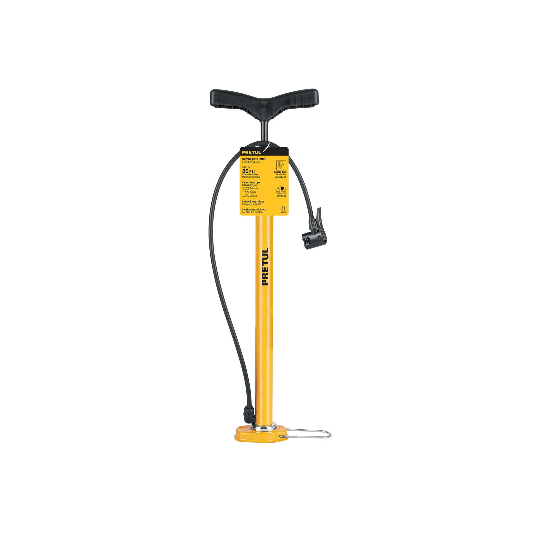 Bomba manual para inflar, 80 PSI, Pretul, BOM-P, 21690