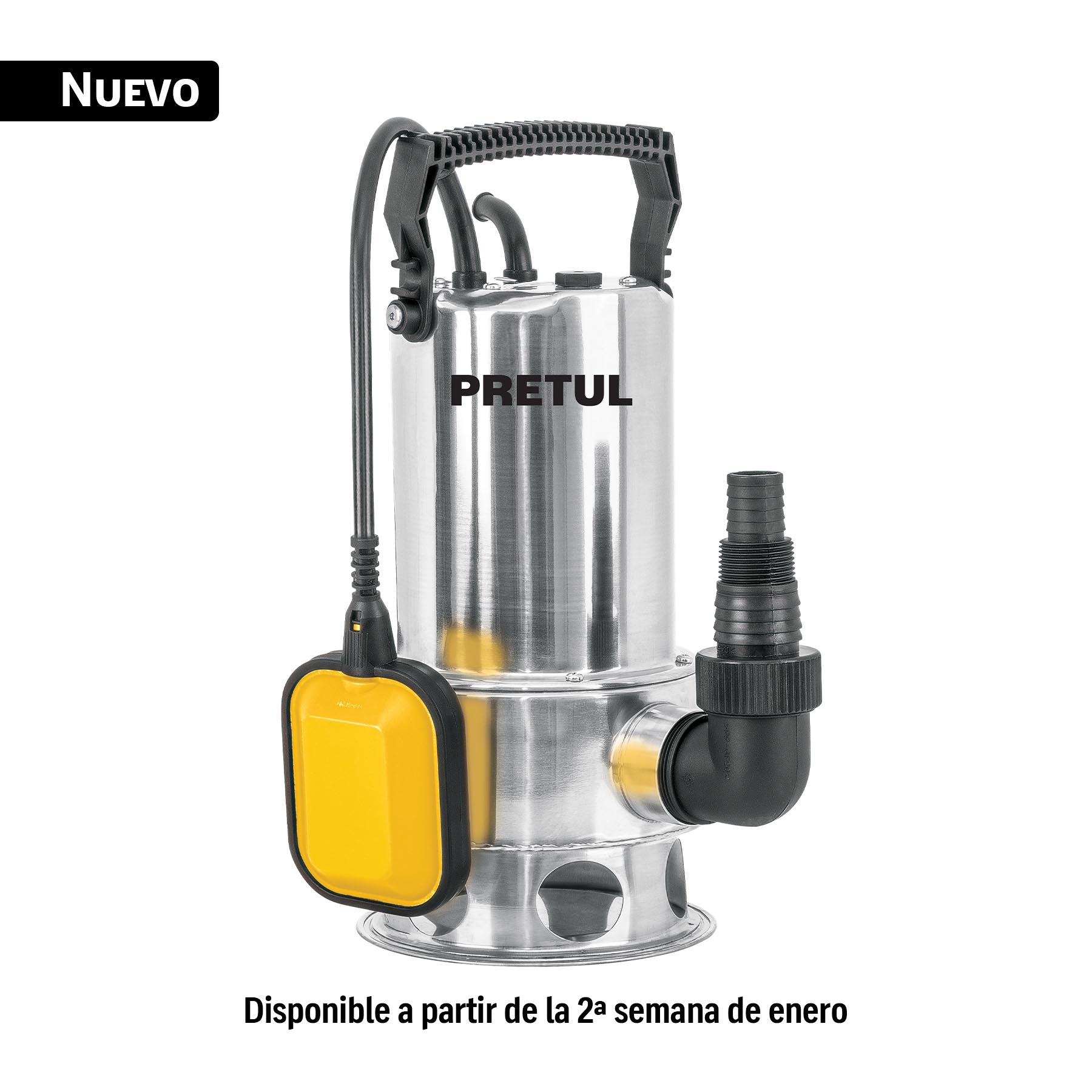 Bomba sumergible acero inoxidable, agua sucia, 1HP, PRETUL