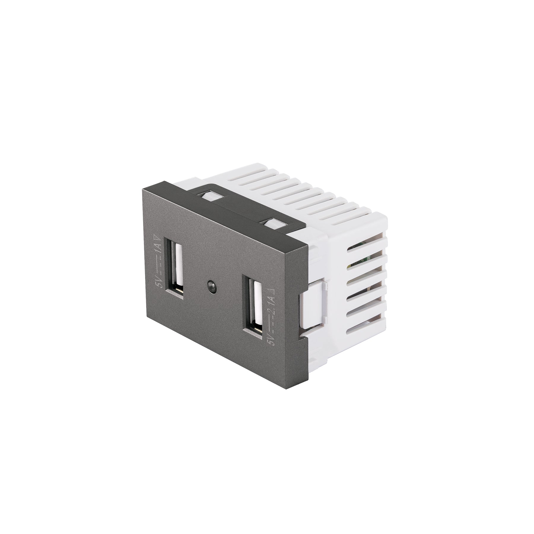 Toma 2 puertos USB acero inoxidable de 1.5 módulos, línea Lisboa, Volteck, C2USB-LA, 47829