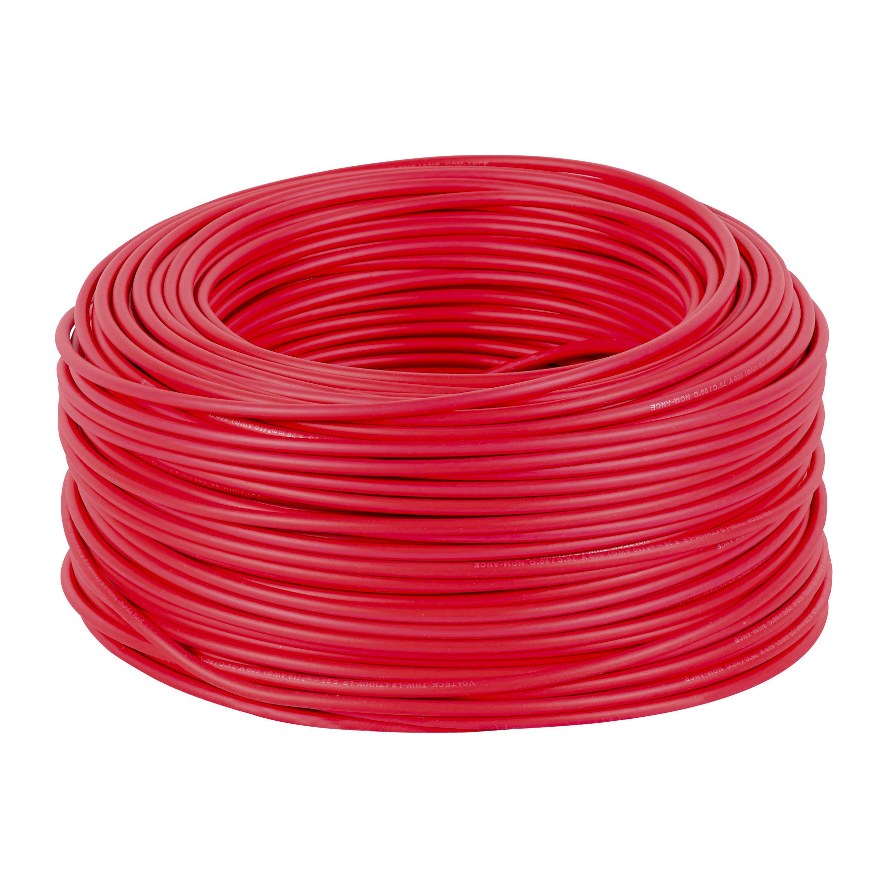 Rollo de 100 m de cable THHW-LS 10 AWG rojo, Volteck, CAB-10R, 46059