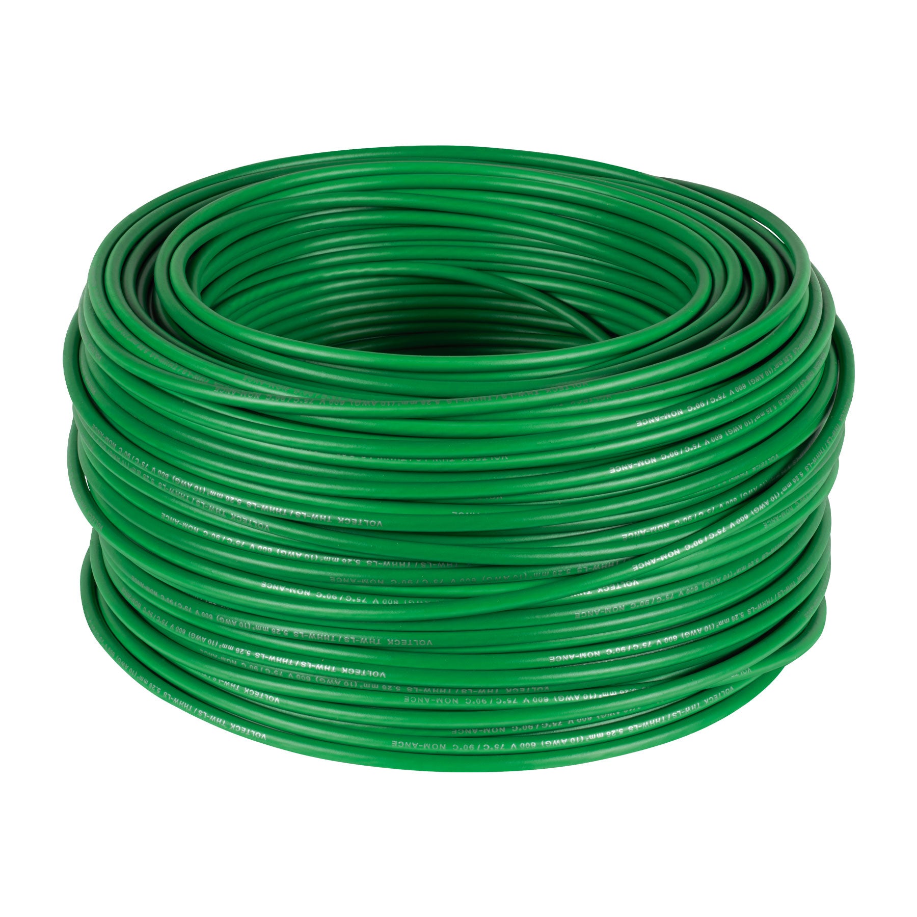 Rollo de 100 m de cable THHW-LS 10 AWG verde, Volteck, CAB-10V, 46063