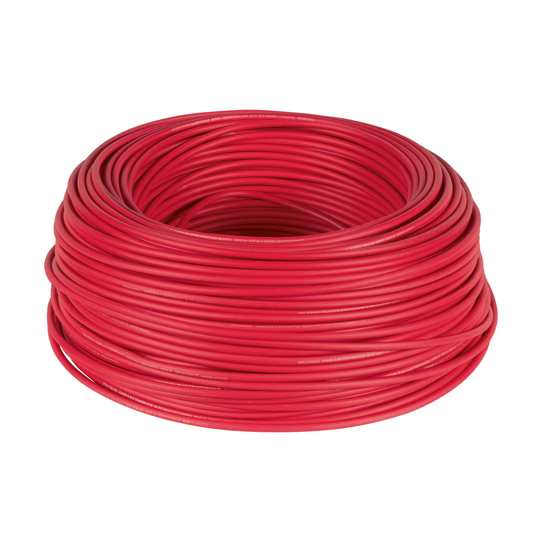 Rollo de 100 m de cable THHW-LS 12 AWG rojo, Volteck, CAB-12R, 46060