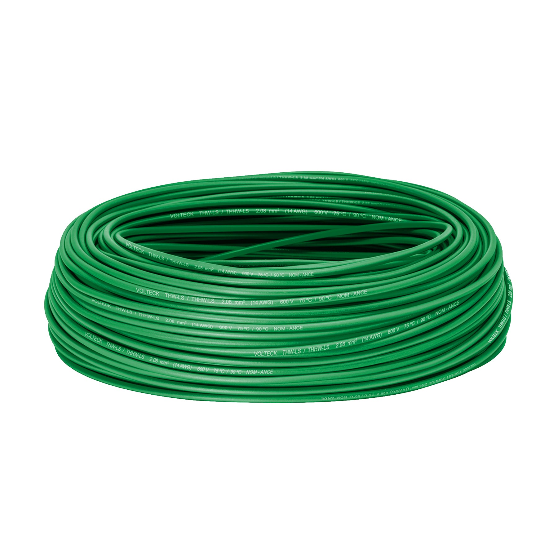 Rollo de 100 m de cable THHW-LS 14 AWG verde, Volteck, CAB-14V, 46065