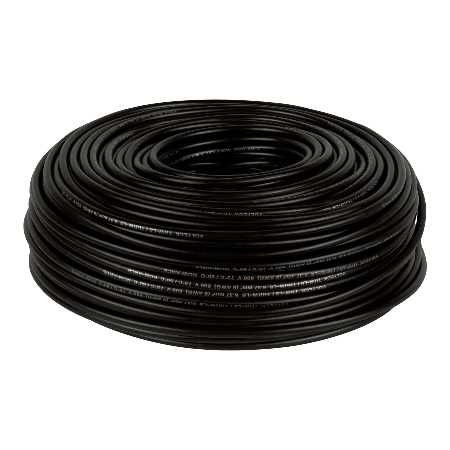 Rollo de 100 m de cable THHW-LS 8 AWG negro, Volteck, CAB-8N, 46050