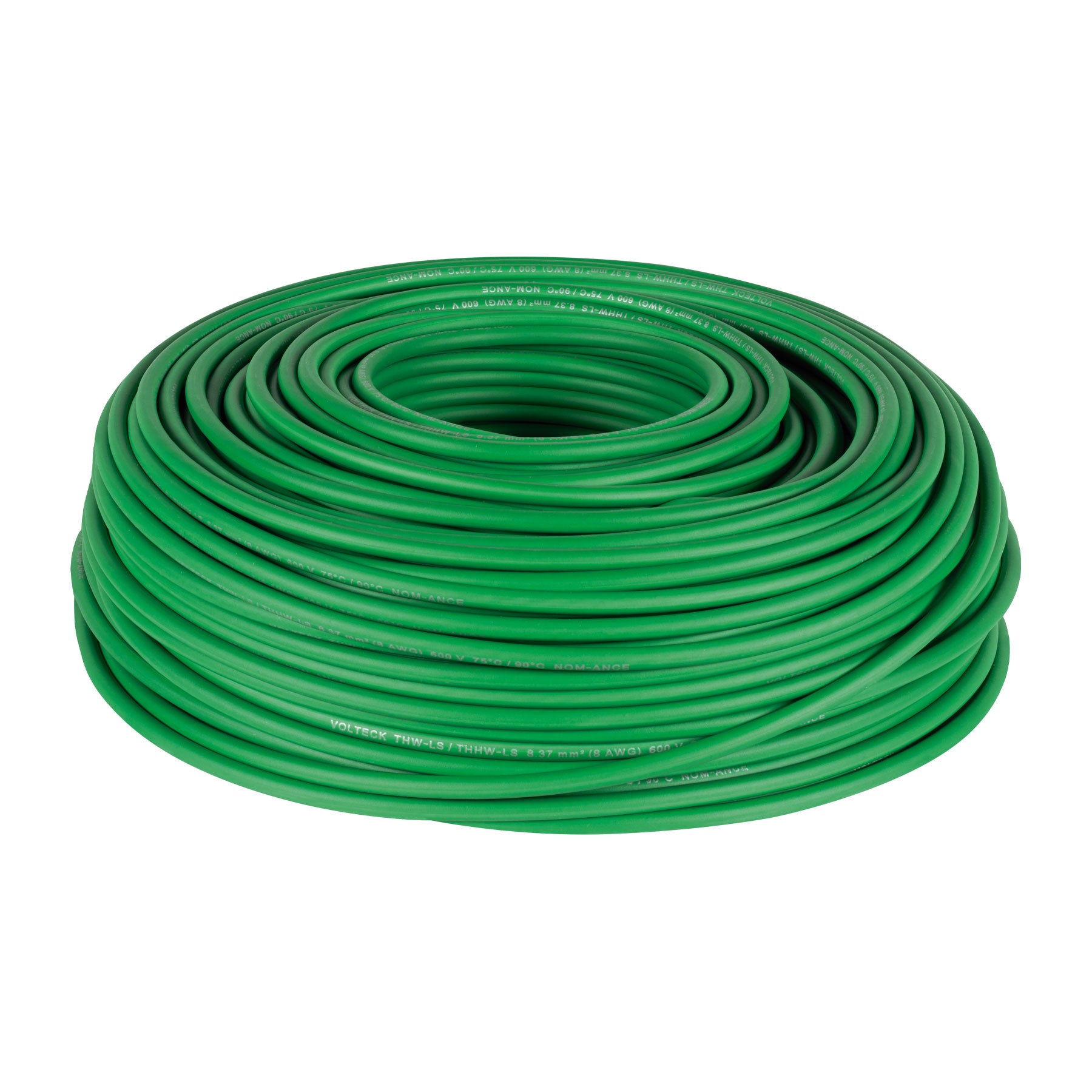 Rollo de 100 m de cable THHW-LS 8 AWG verde, Volteck, CAB-8V, 46062
