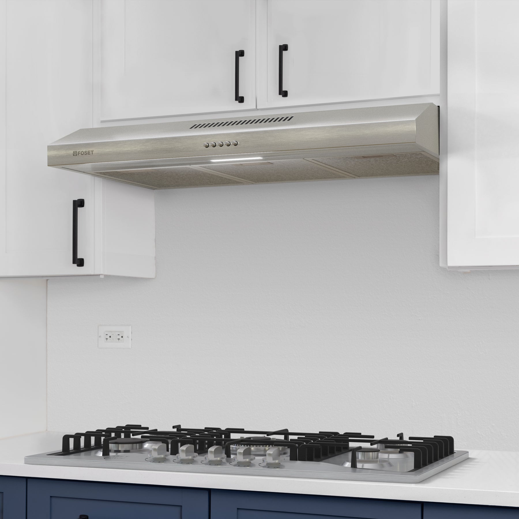 Campana extractora 80cm, empotrable, acero inoxidable, Foset