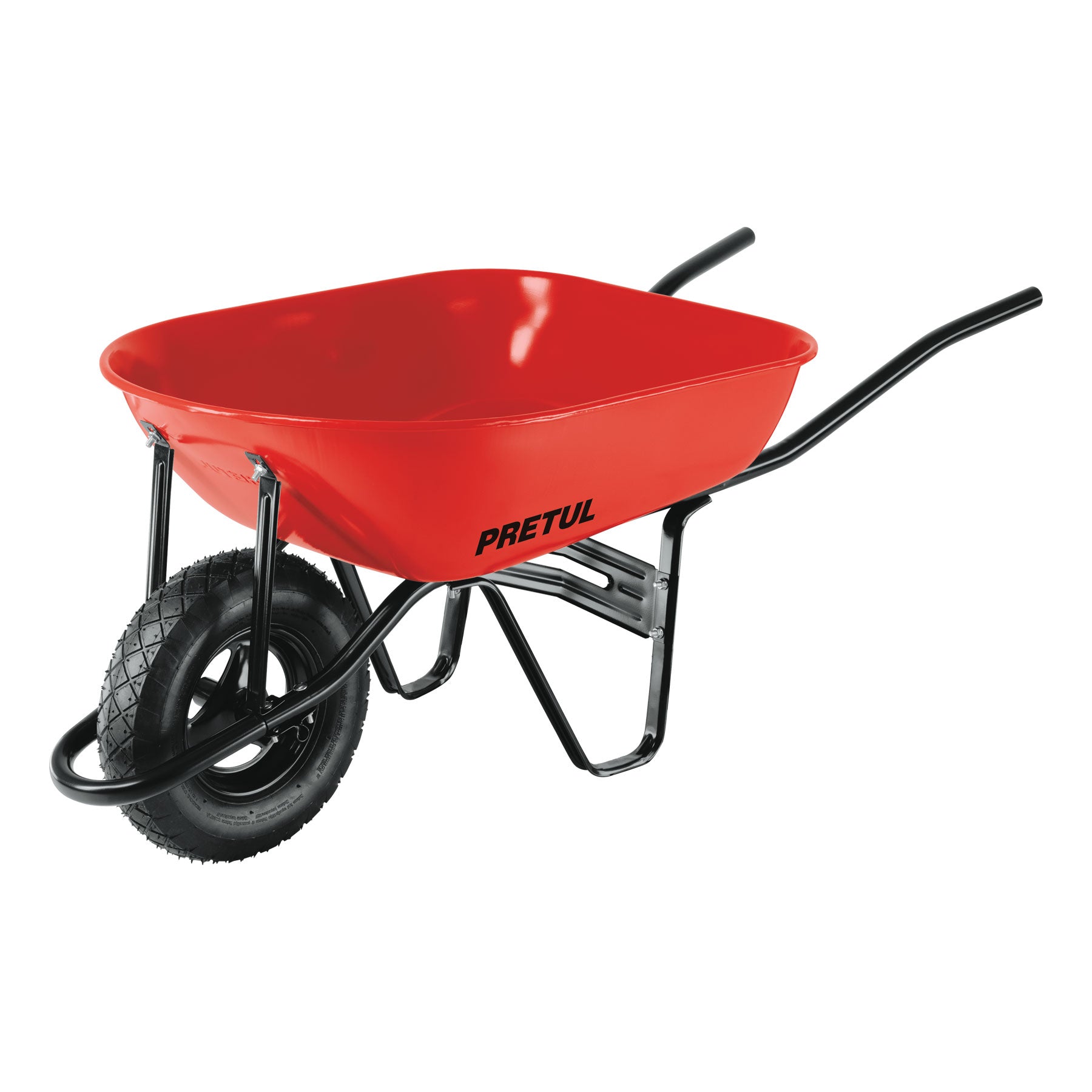 Carretilla 5.5 ft3 roja,neumática,bastidor tubular, Pretul