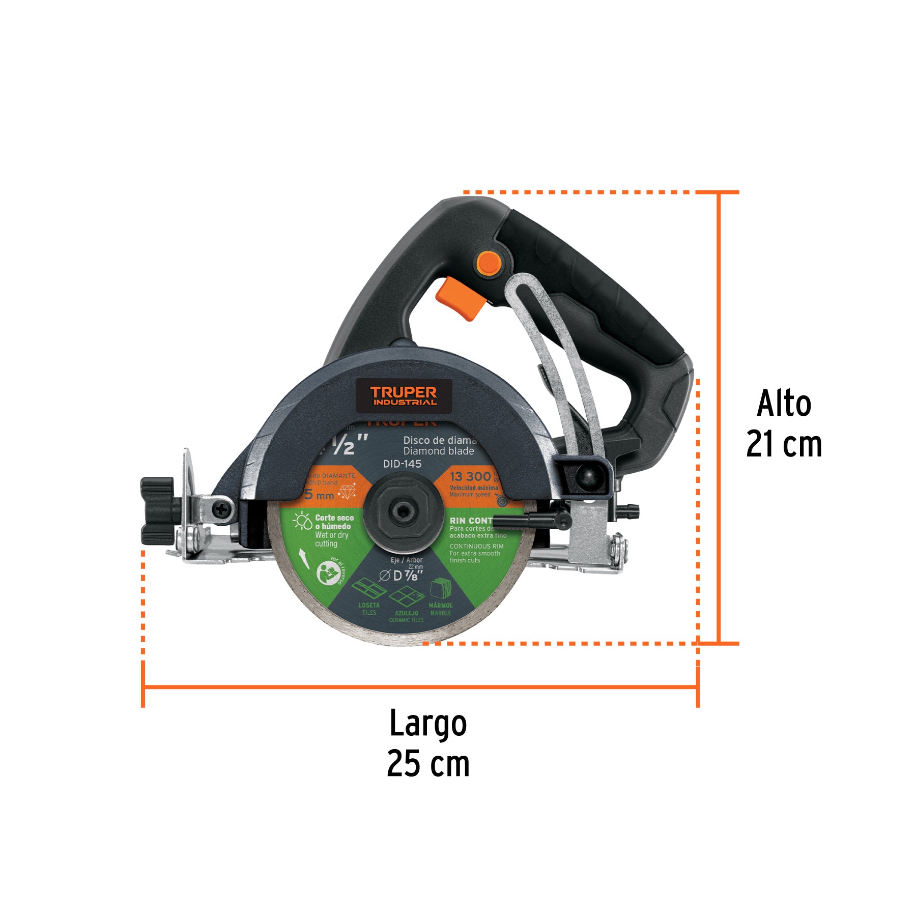 Cortadora para azulejos, 4-1/2", 1500W INDUSTRIAL, Truper, CAZE-4-1/2N, 103738