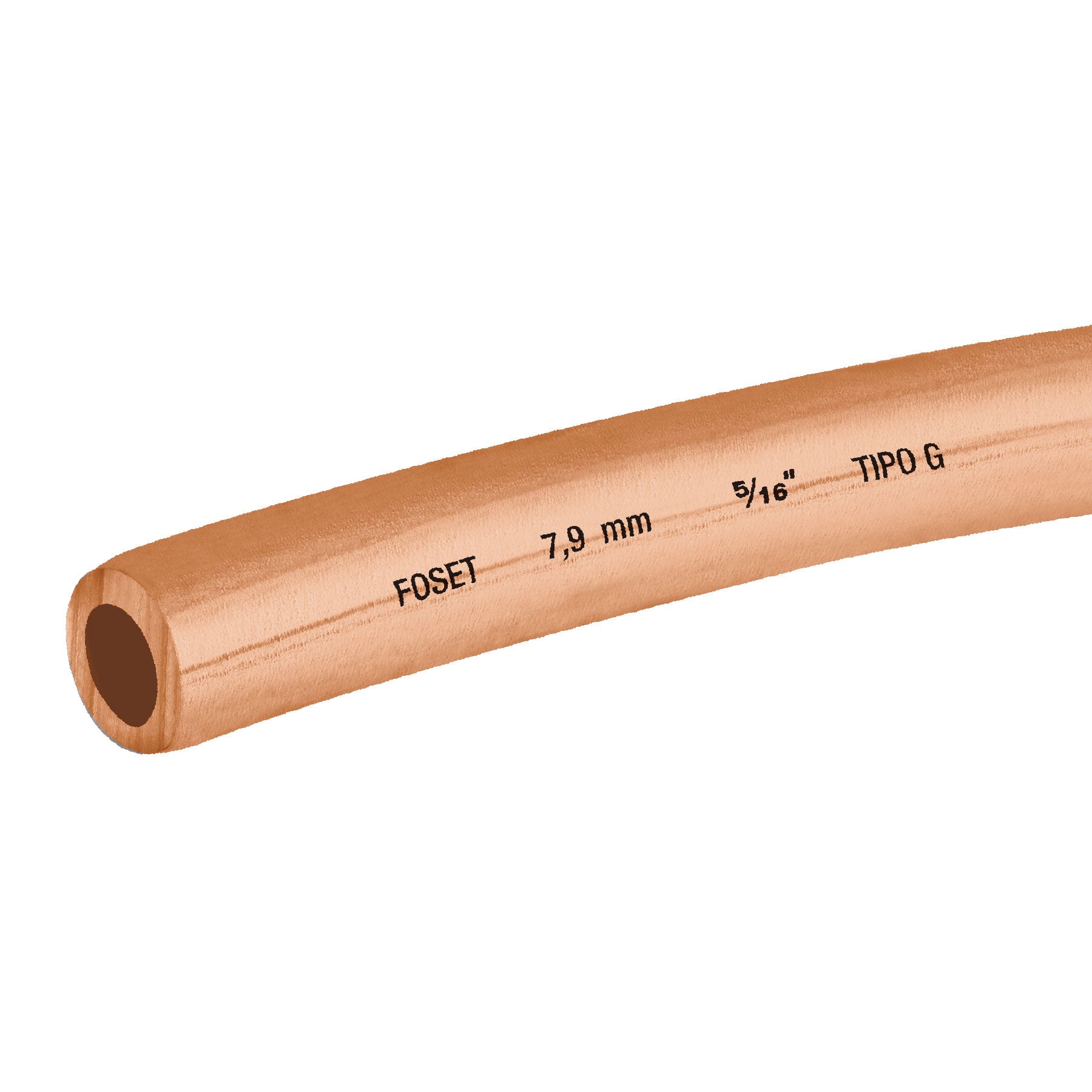 Tubo flexible de cobre 5/16", rollo de 15m, 2.3kg, Foset, CC-002F, 48156