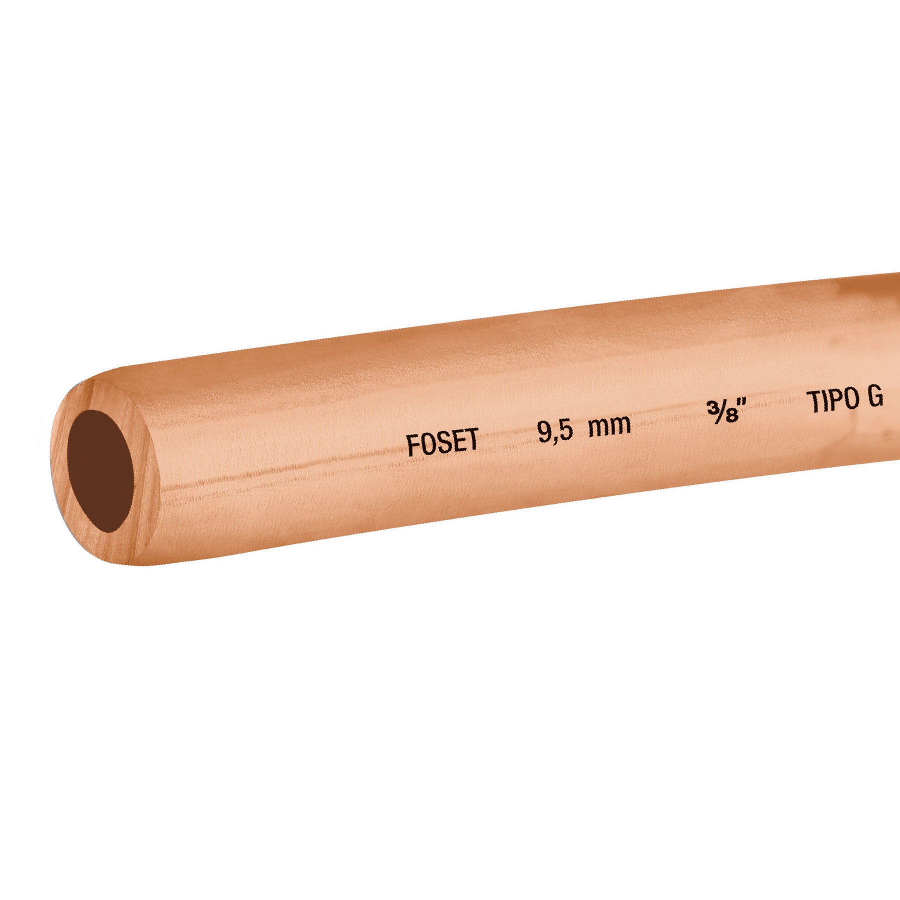 Rollo de 15m de tubo flexible de cobre 3/8", 2.6kg, Foset