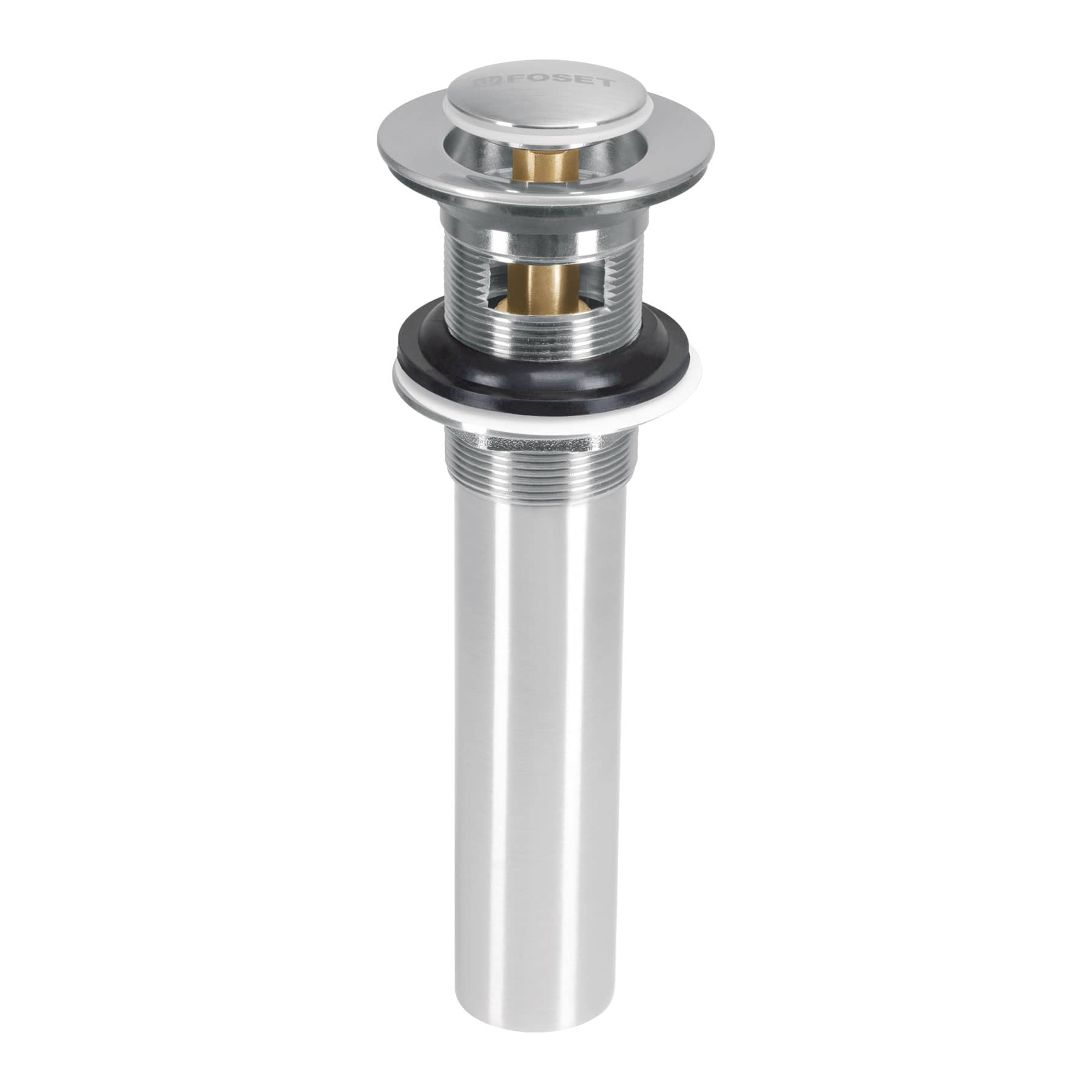 Contra para lavabo con rebosadero, sistema push, satín, 1-1/4"