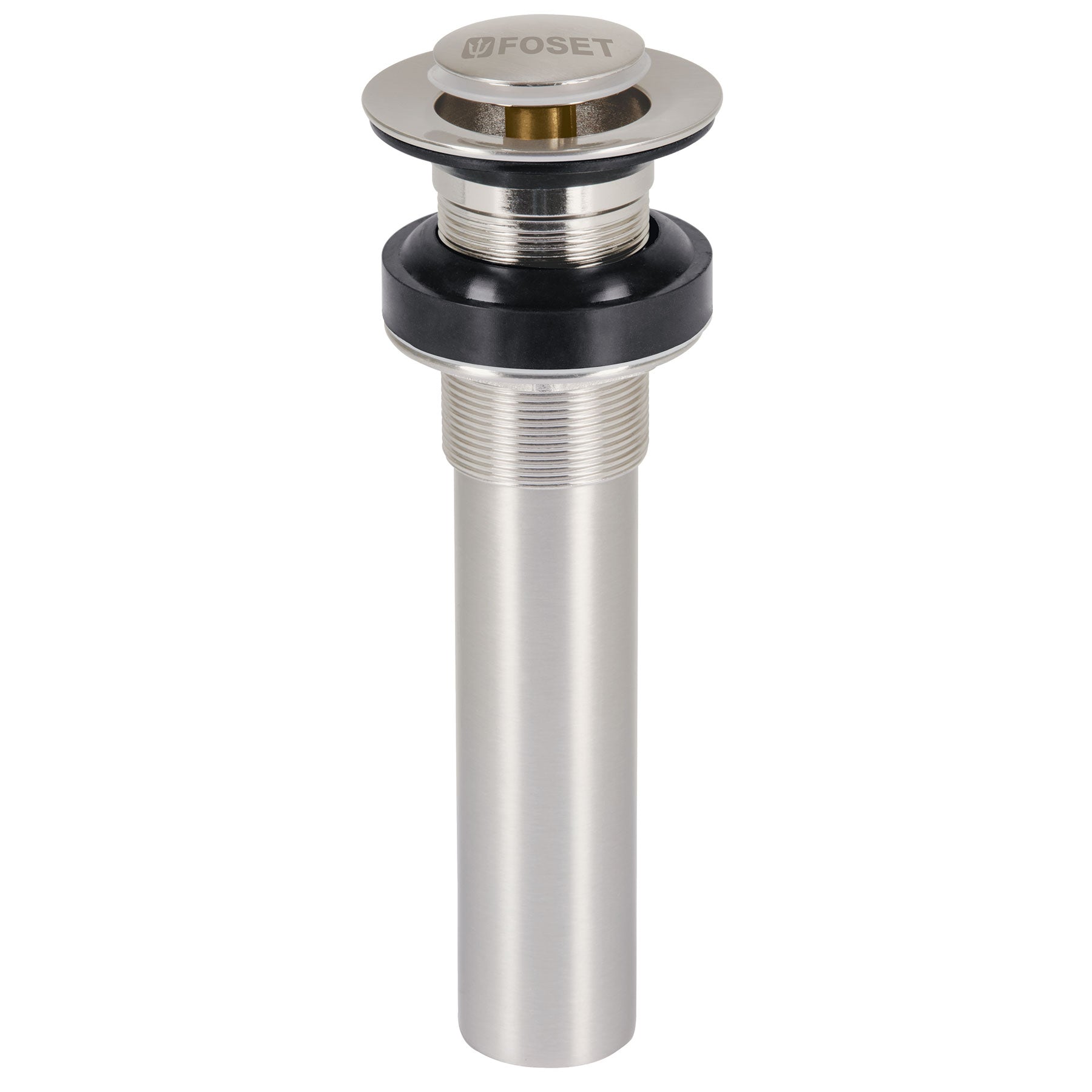 Contra para lavabo sin rebosadero, sistema push, satín, 1-1/4"