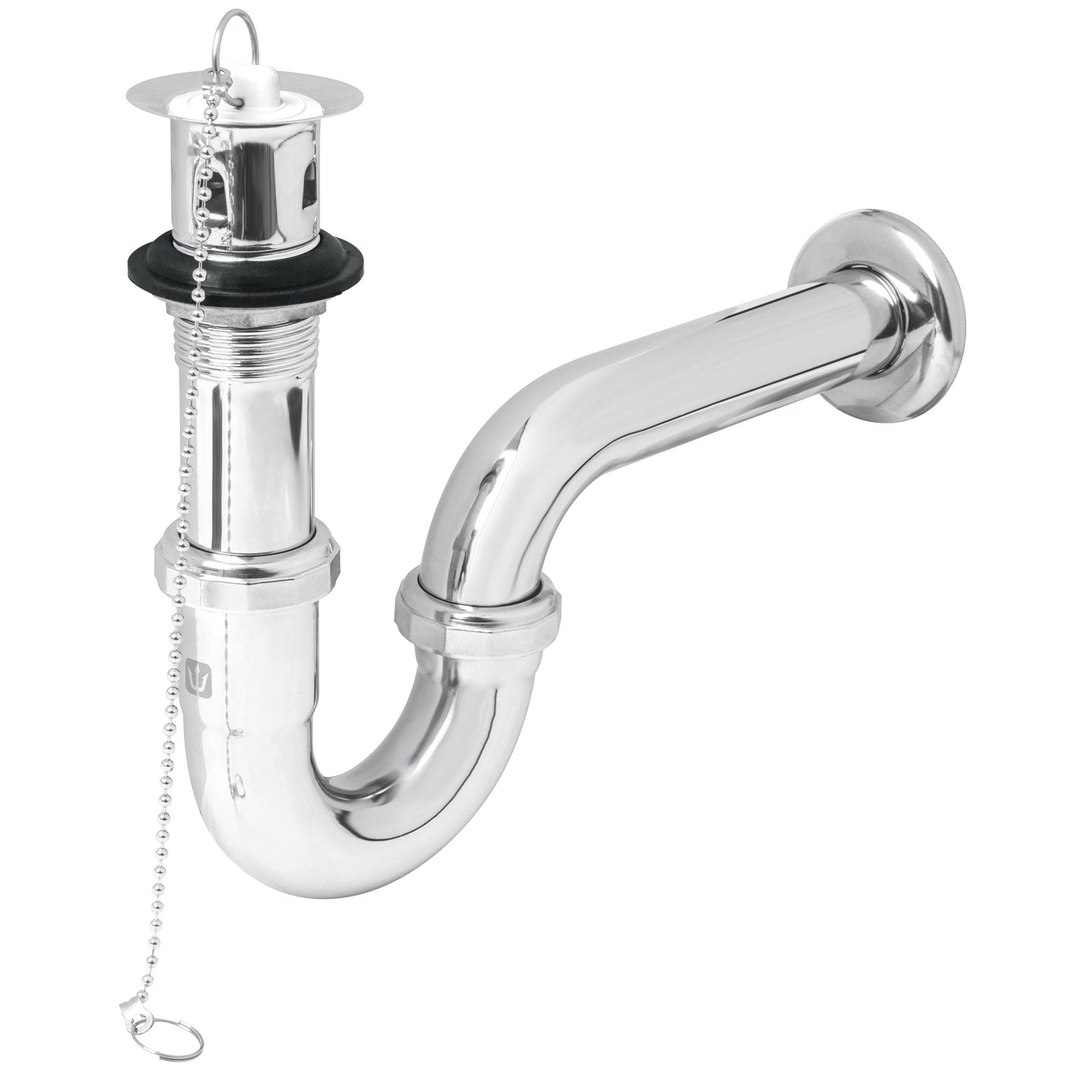 Céspol 1-1/4" con contra, tapón y cadena, latón cromo,para lavabo