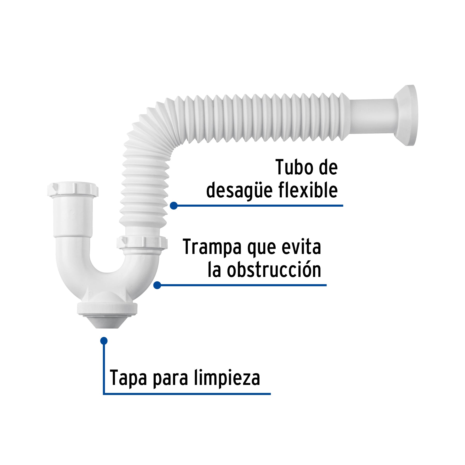Céspol rígido para fregadero s/contra, polipropileno, 1-1/2"