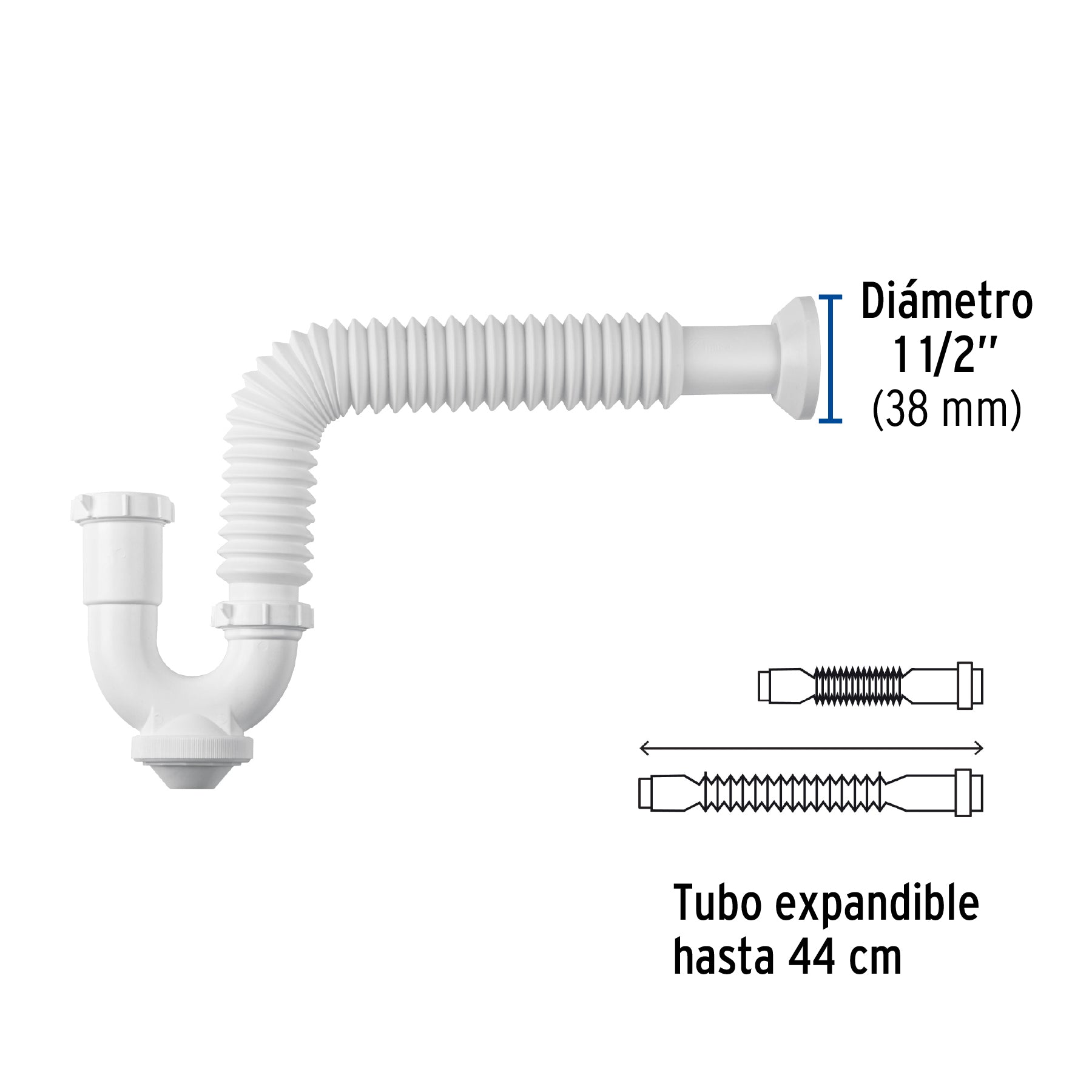 Céspol rígido para fregadero s/contra, polipropileno, 1-1/2"