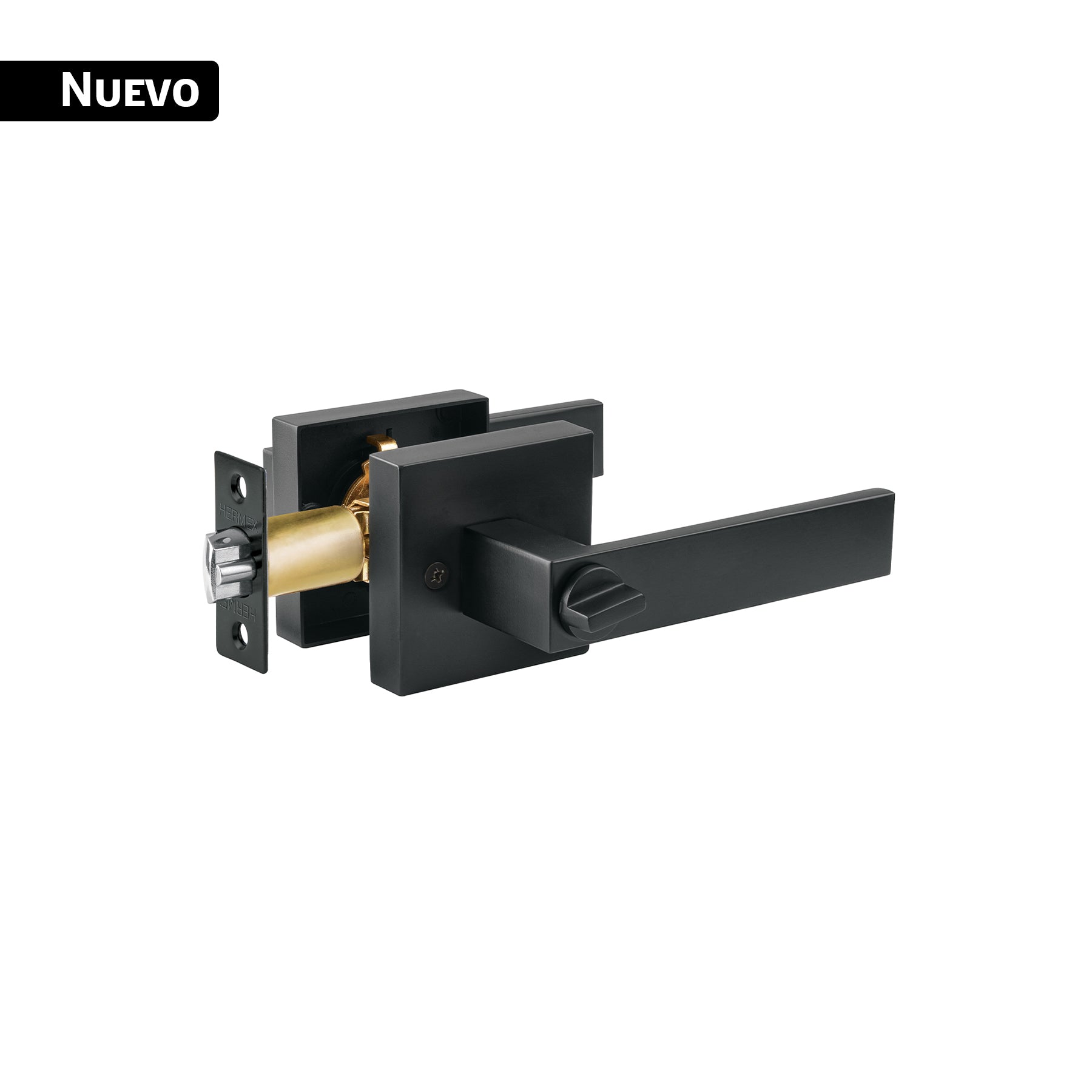 Cerradura manija "Módena" para recámara, negro mate, Hermex, CEMA-26R, 45335