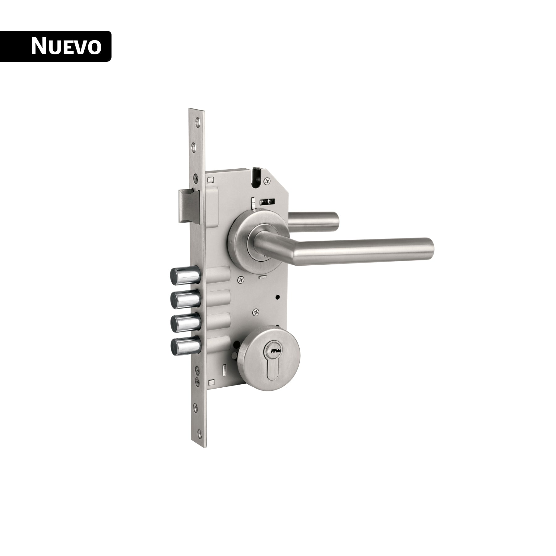 Cerradura de embutir 4 bulones, llave de puntos, Hermex, CEMB-704E, 43904