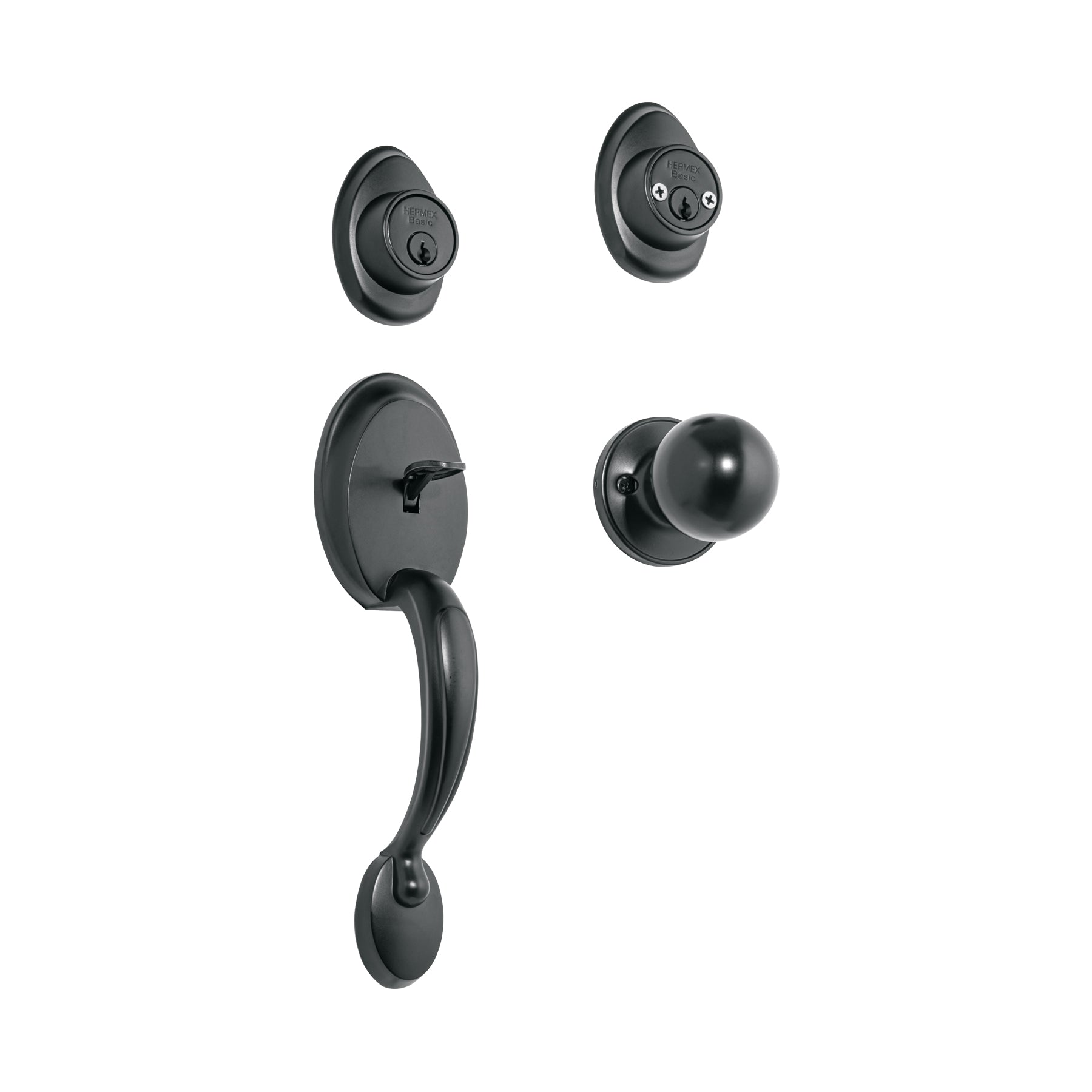 Jaladera y perilla, Berna llave-llave, negro, BASIC, Hermex, CEP-62PJP, 27238