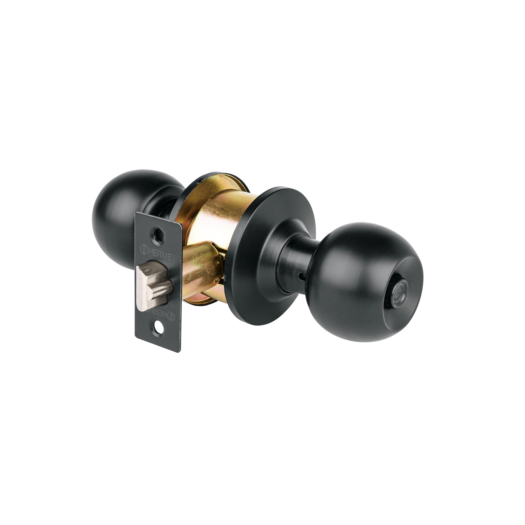 Cerradura pomo, negro, esfera, recámara, Hermex, CEPO-61R, 47910