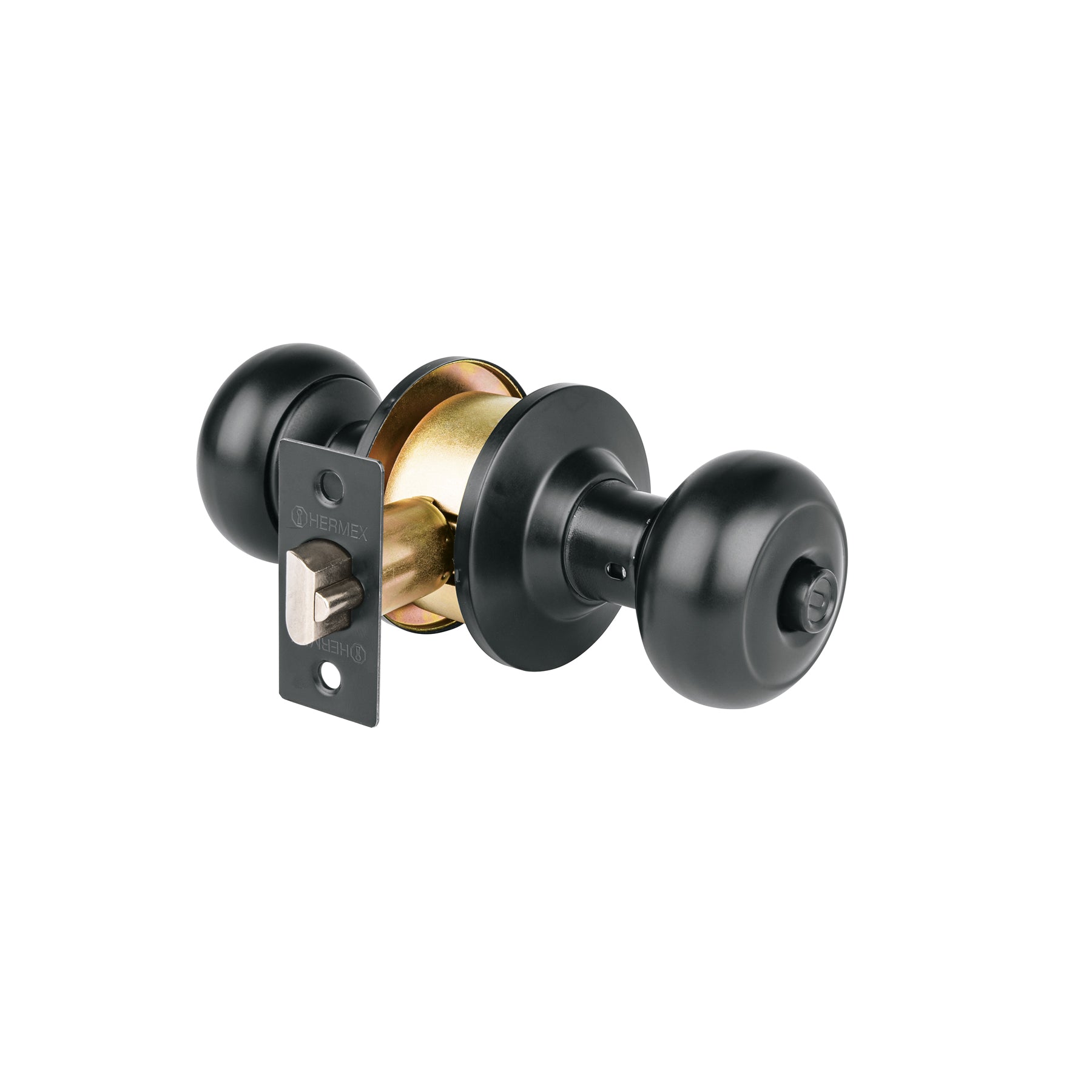 Cerradura pomo, negro, oval, recámara, Hermex, CEPO-62R, 47913