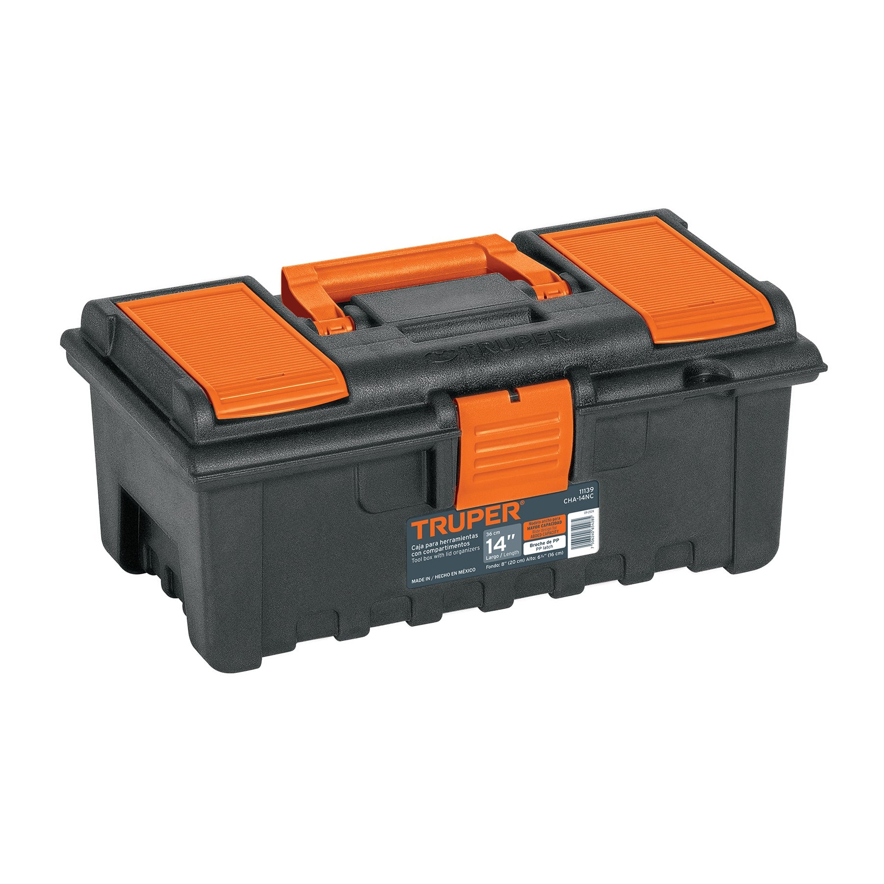 Caja para herramienta de 14" con compartimentos, Truper
