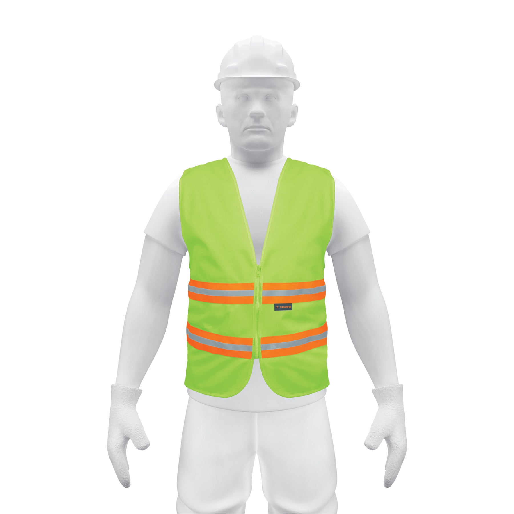 Chaleco de seguridad verde alta visibilidad con cierre