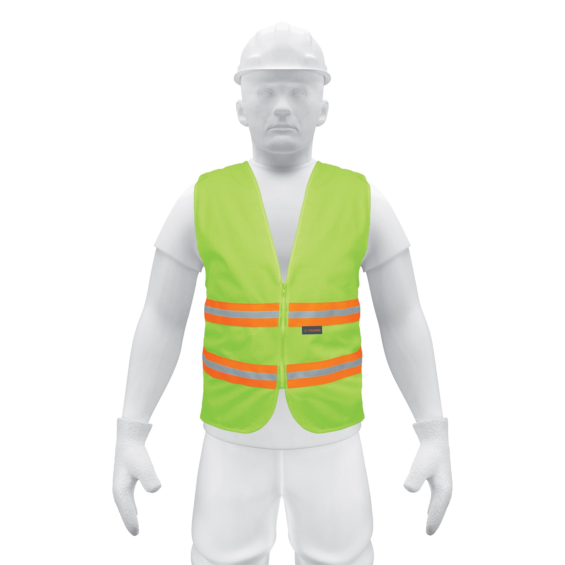 Chaleco de seguridad verde alta visibilidad con cierre