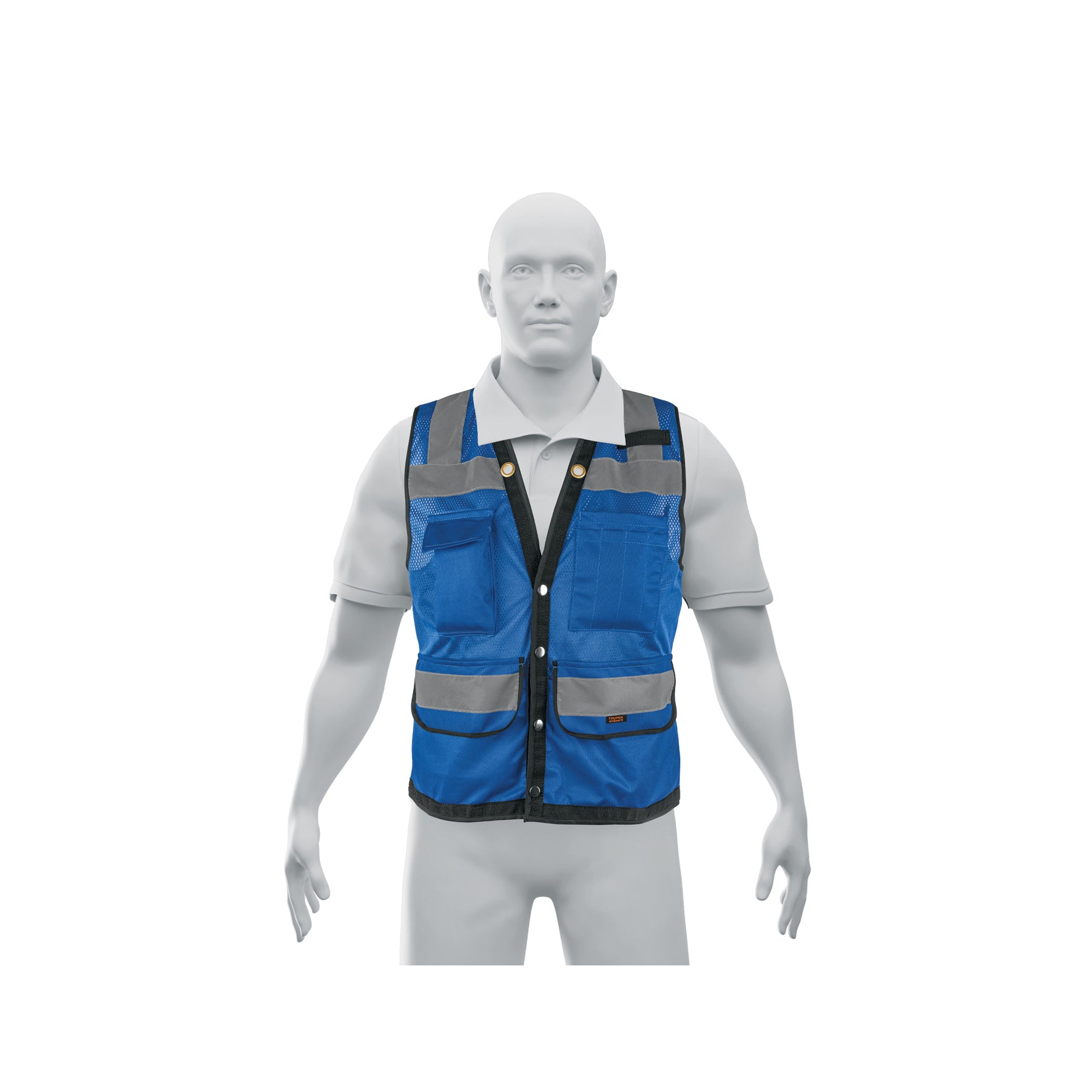 Chaleco seguridad reforzado azul con bolsas, L, Expert