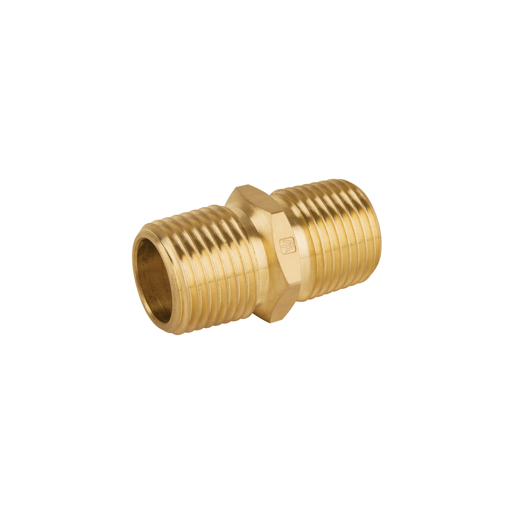 Niple unión NPT de latón, 1/2" con tuerca hexagonal, Foset