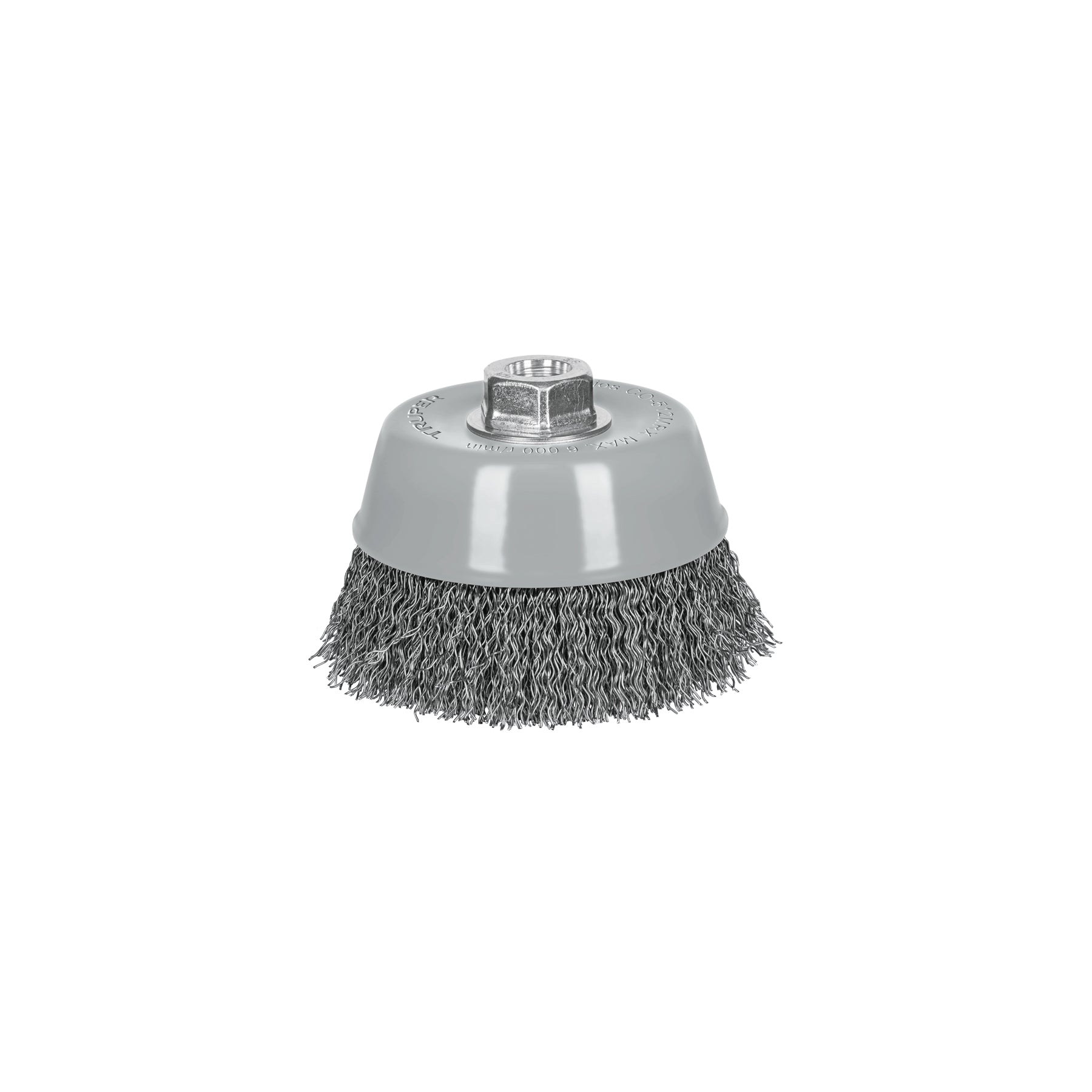 Carda copa 5" alambre ondulado grueso, multi rosca, Truper
