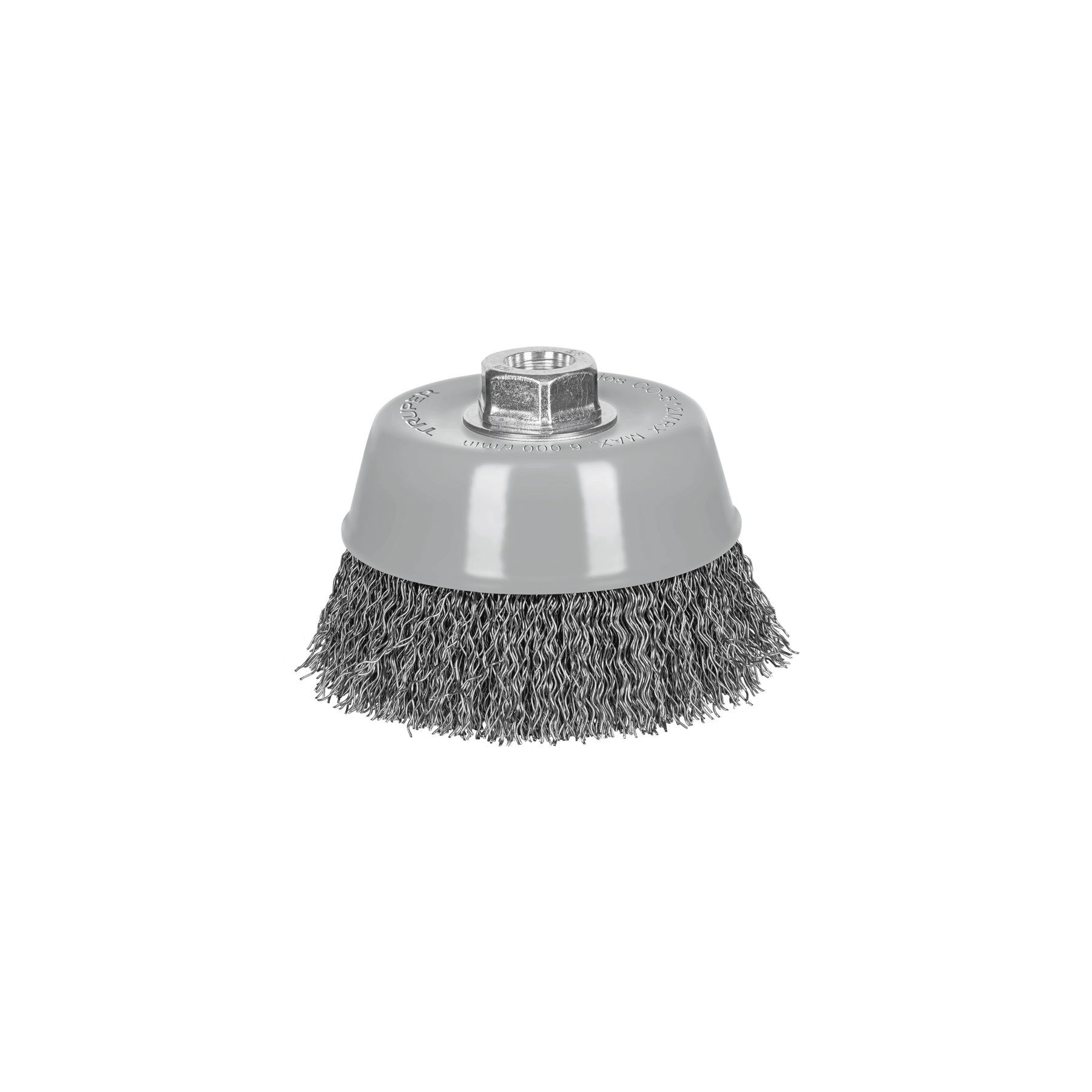 Carda copa 5" alambre ondulado grueso, multi rosca, Truper