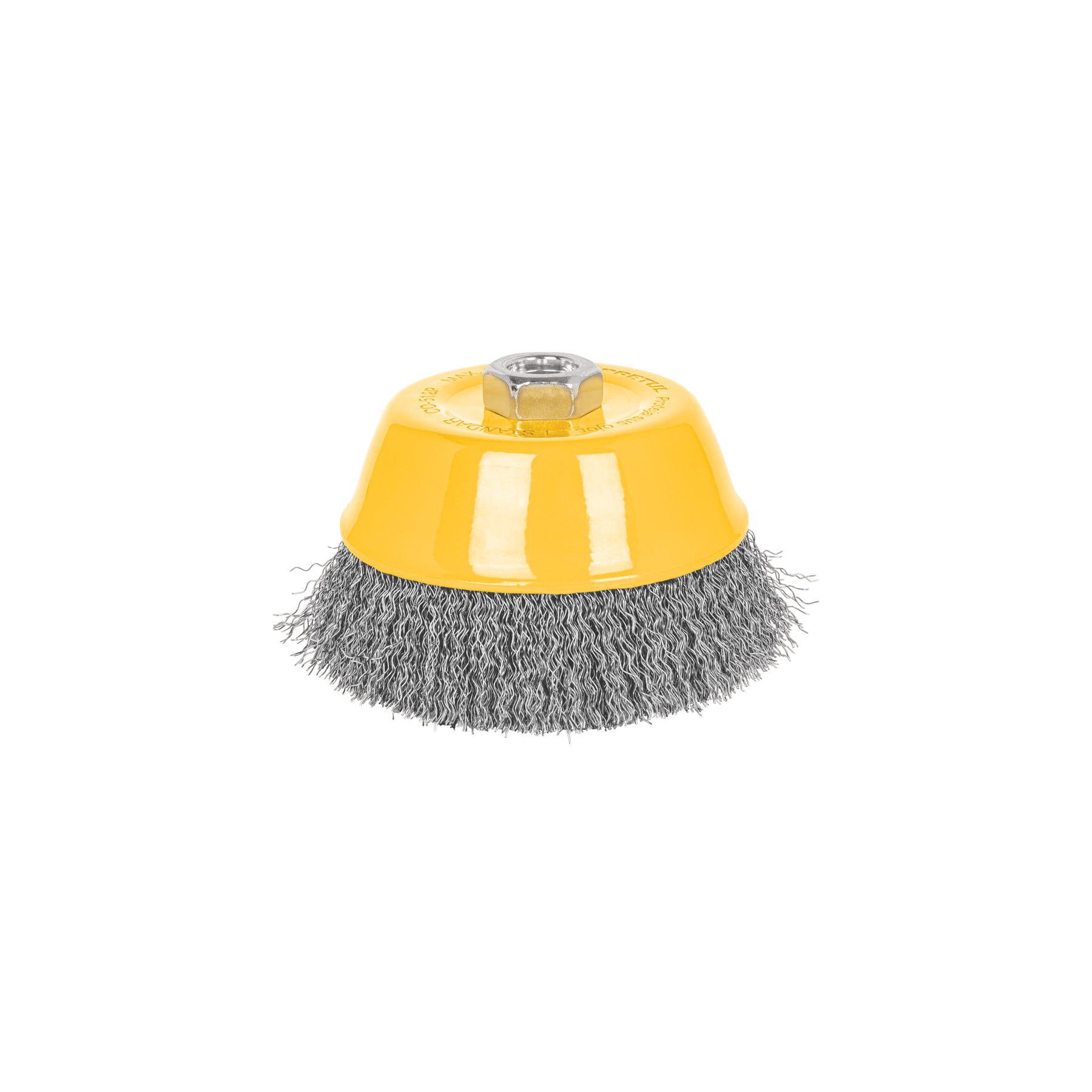 Carda copa 5" alambre ondulado fino, eje 5/8"-11, Pretul, CO-512P, 28264