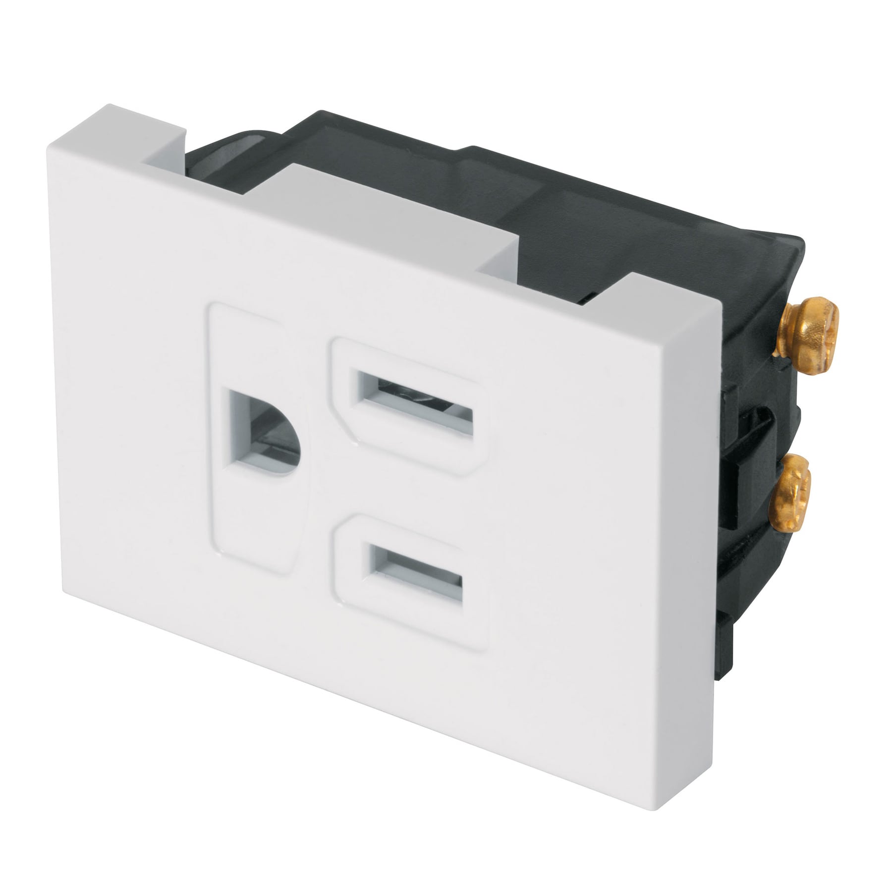 Contacto aterrizado, 1.5 módeloulos, línea Española, blanco