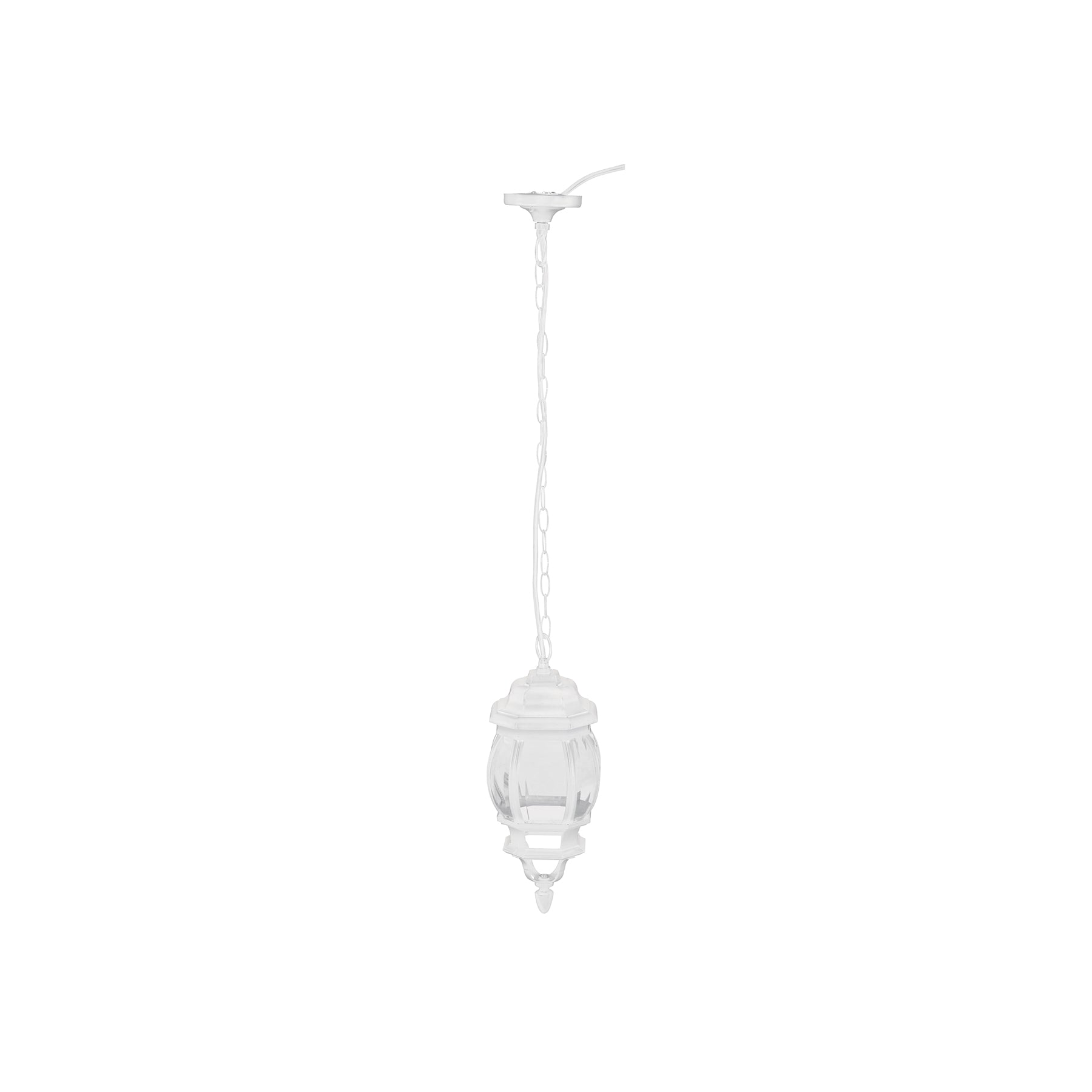 Arbotante tipo farol tradicional colgante para exterior, blanco