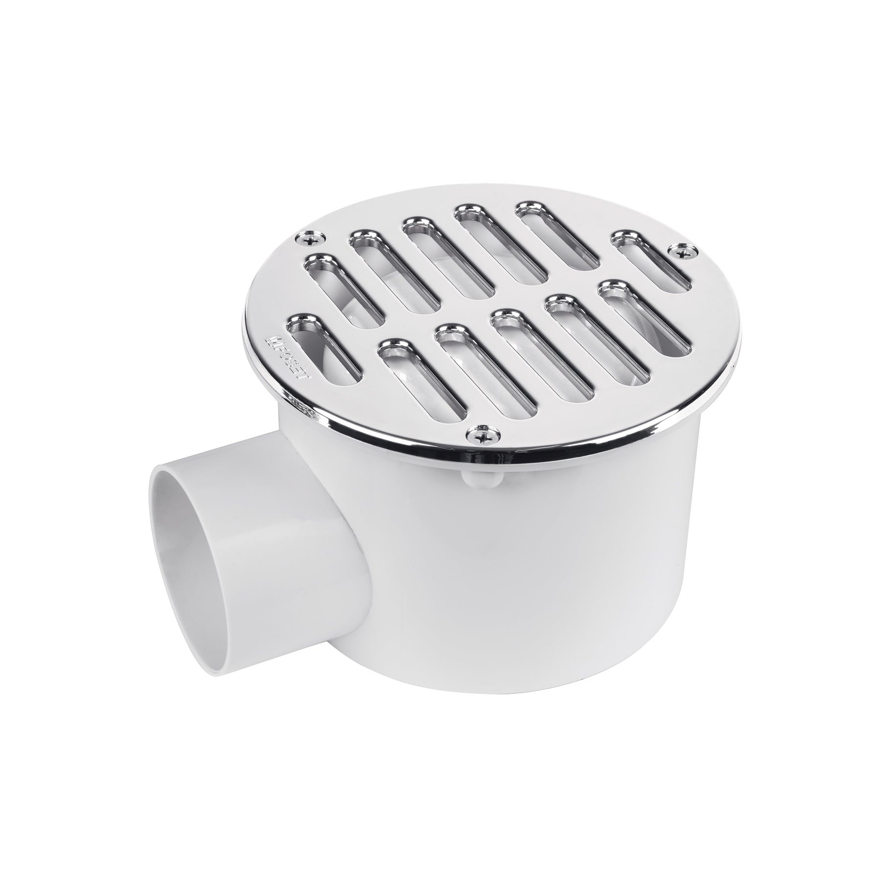 Coladera 5" salida lateral, ABS, rejilla cromada 3 tornillos, Foset, COL-62, 46024