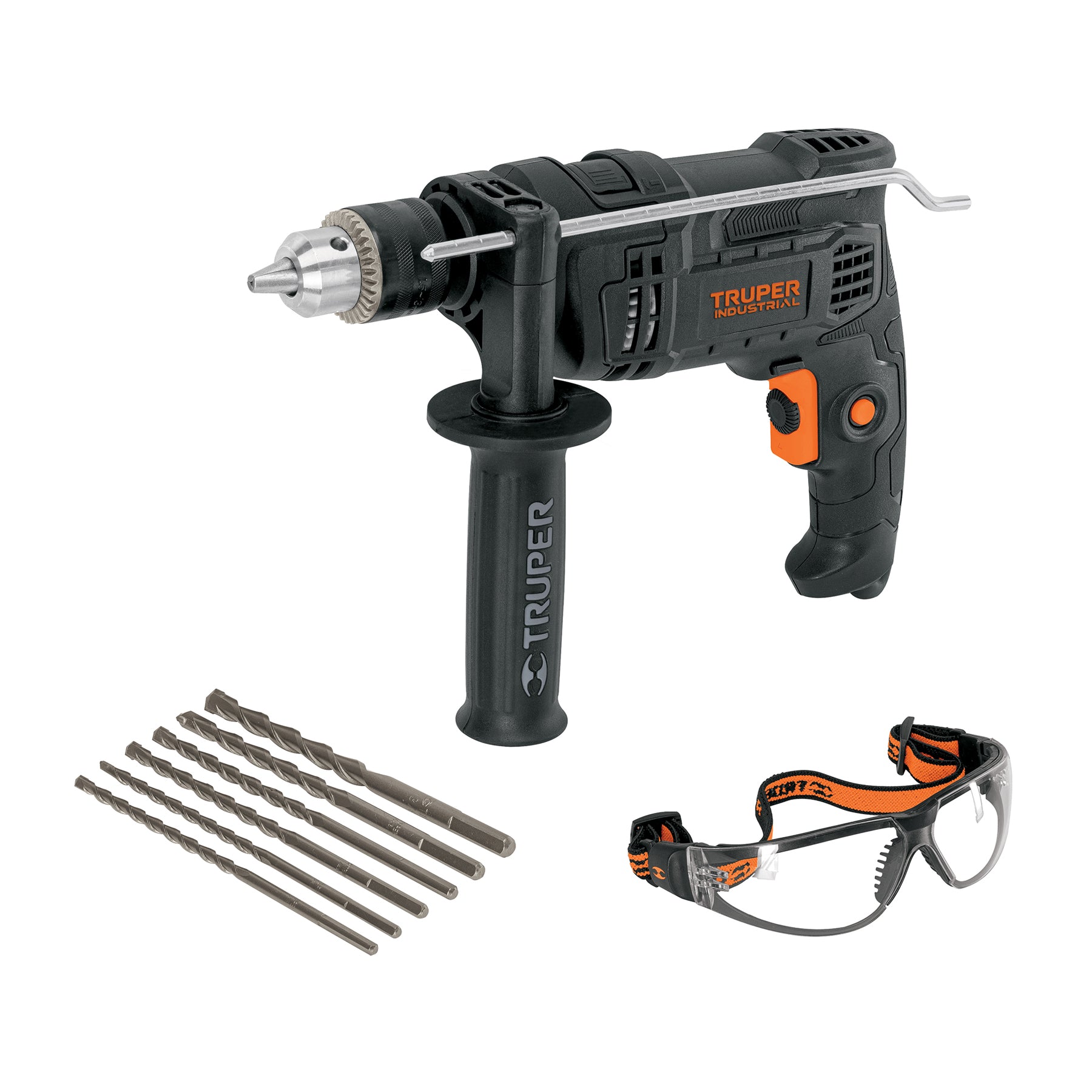Combo rotomartillo 1/2" 700W, 6 brocas y lentes, industrial