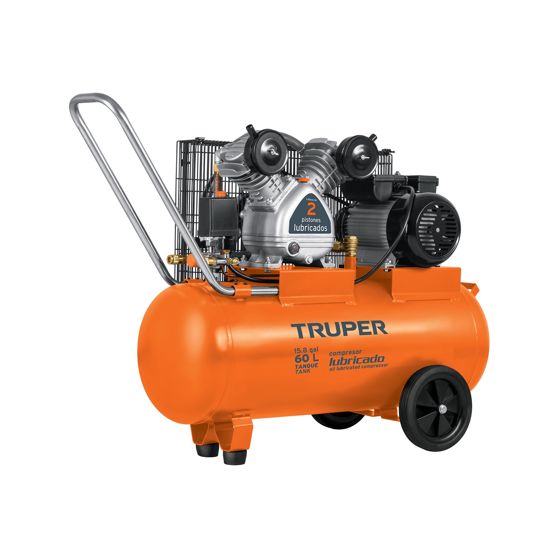 Compresor lubricado, de banda, 60L, hor, 4HP, 127V, Truper