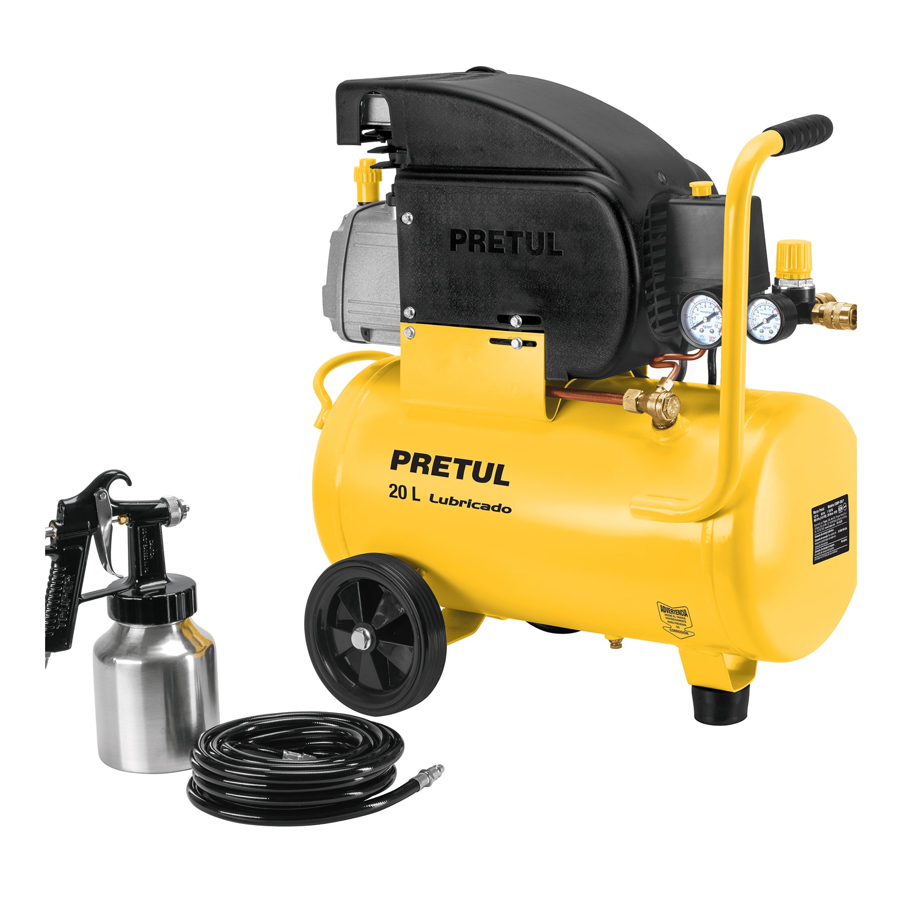 Kit compresor lubricado de 20L, manguera y pistola baja, 127V, Truper