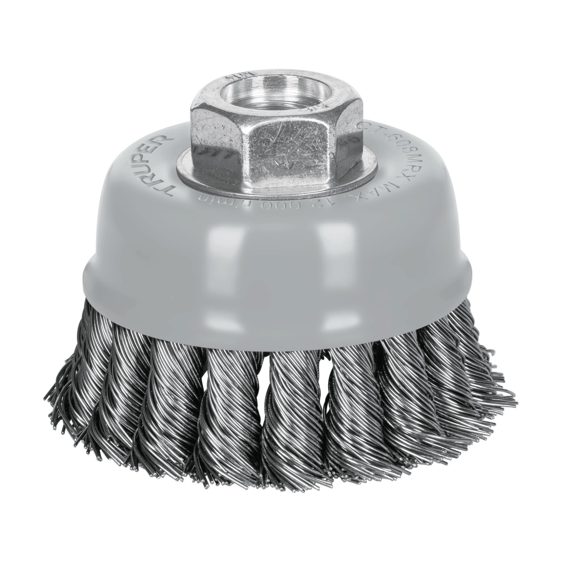 Carda copa 3" alambre trenzado grueso, multi rosca, Truper