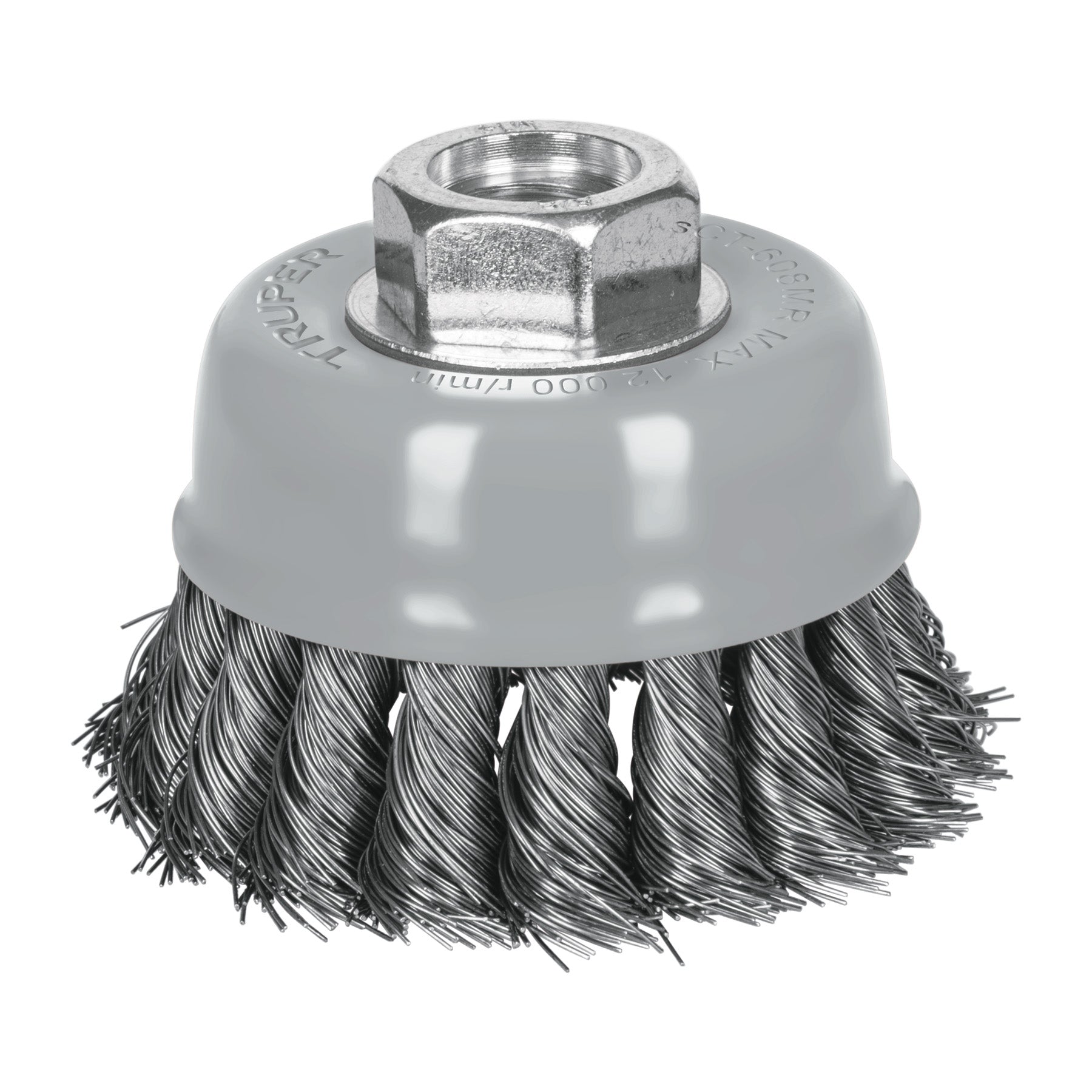 Carda copa 3" alambre trenzado fino, multi rosca, Truper