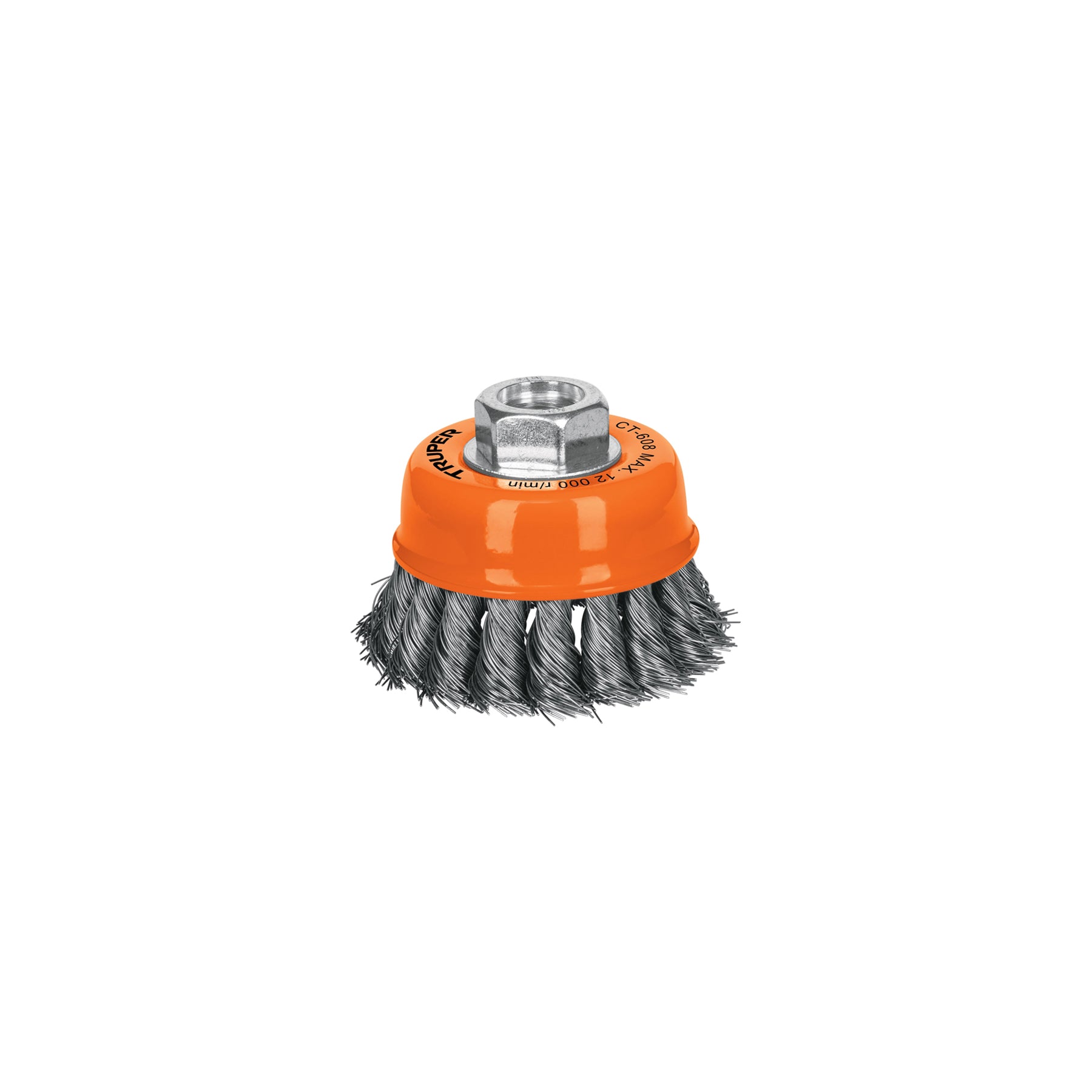 Carda copa 3" alambre trenzado fino, eje 5/8"-11, Truper