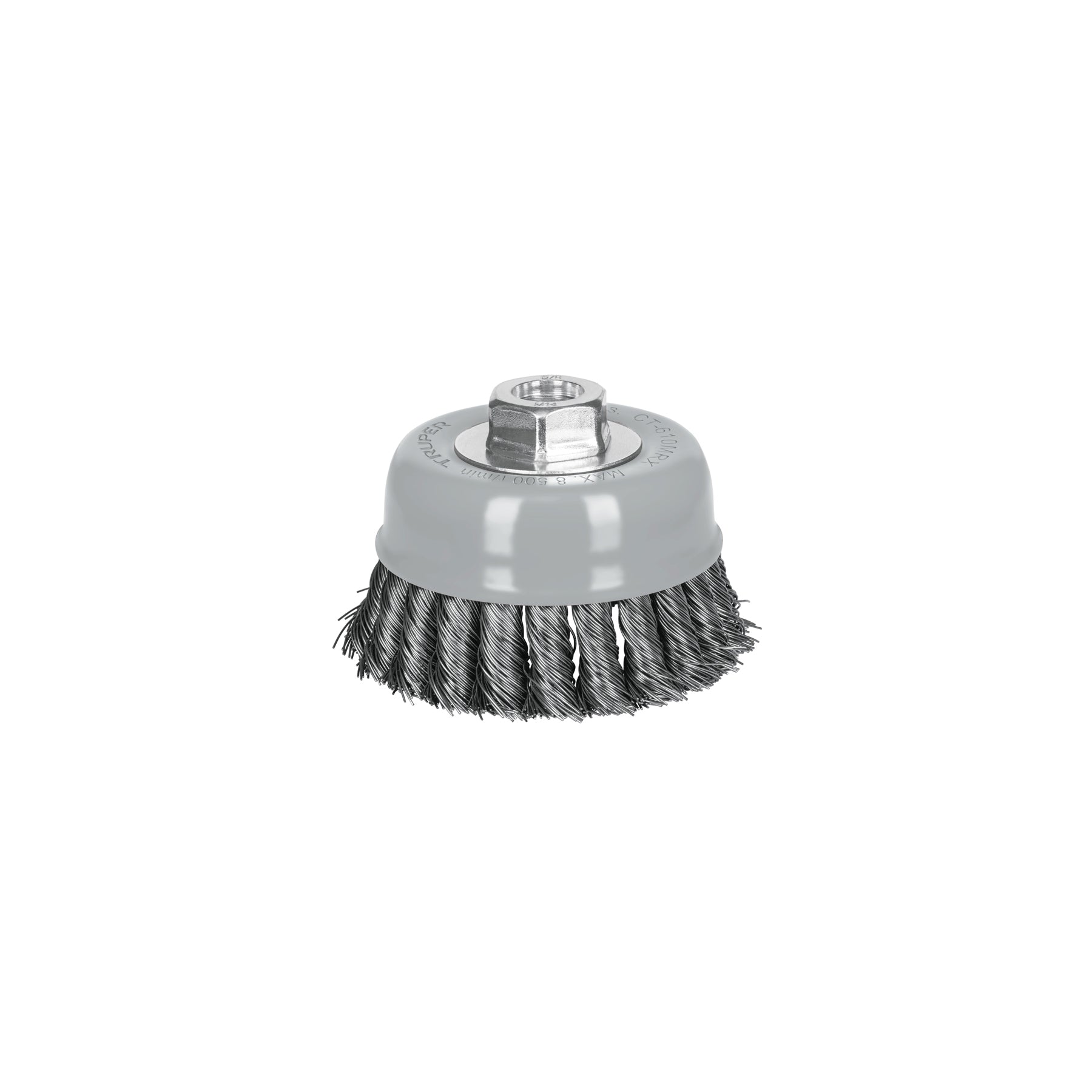 Carda copa 4" alambre trenzado grueso, multi rosca, Truper